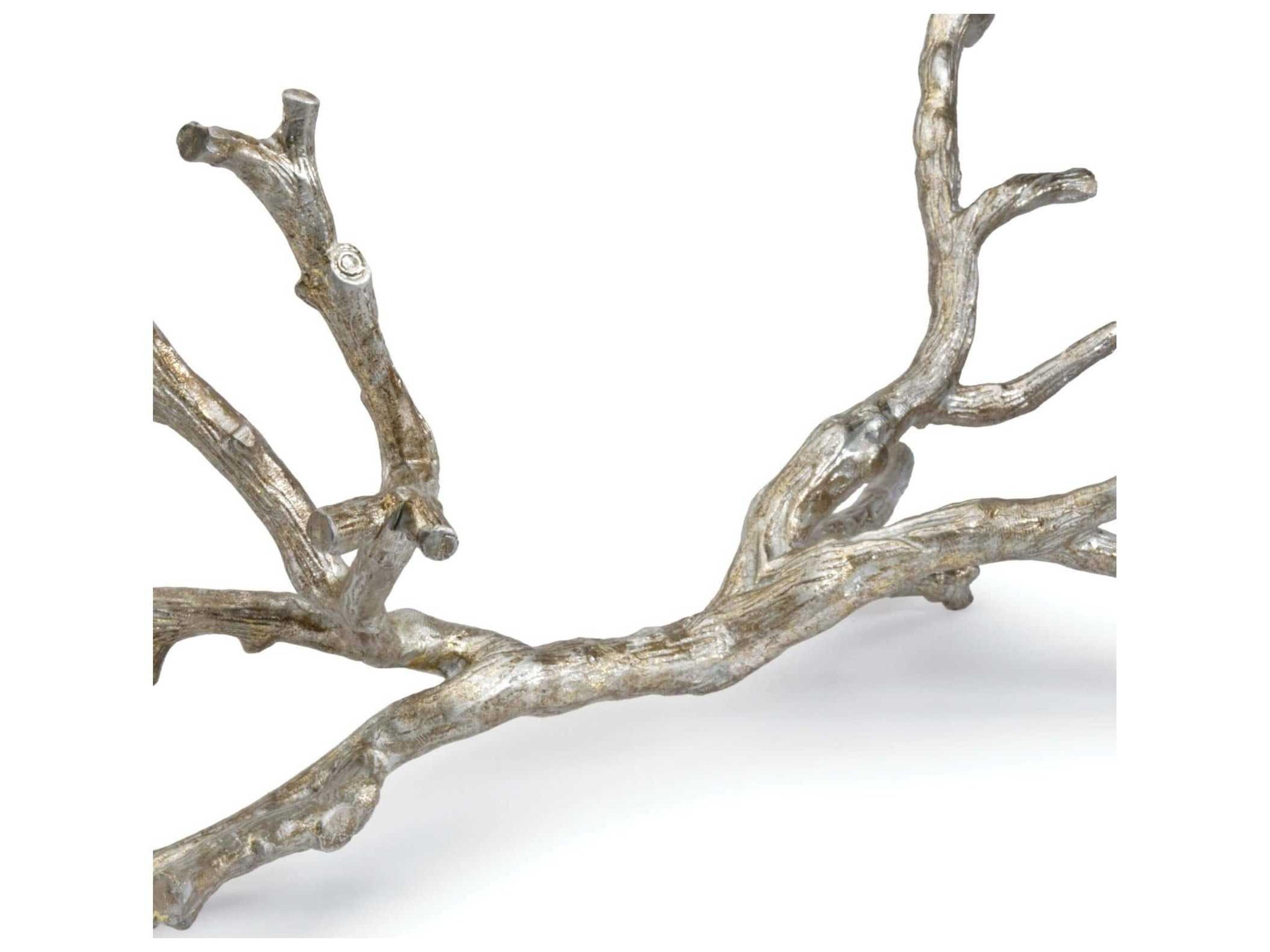 Regina Andrew Ambered Silver Leaf Metal Branch Sculpture