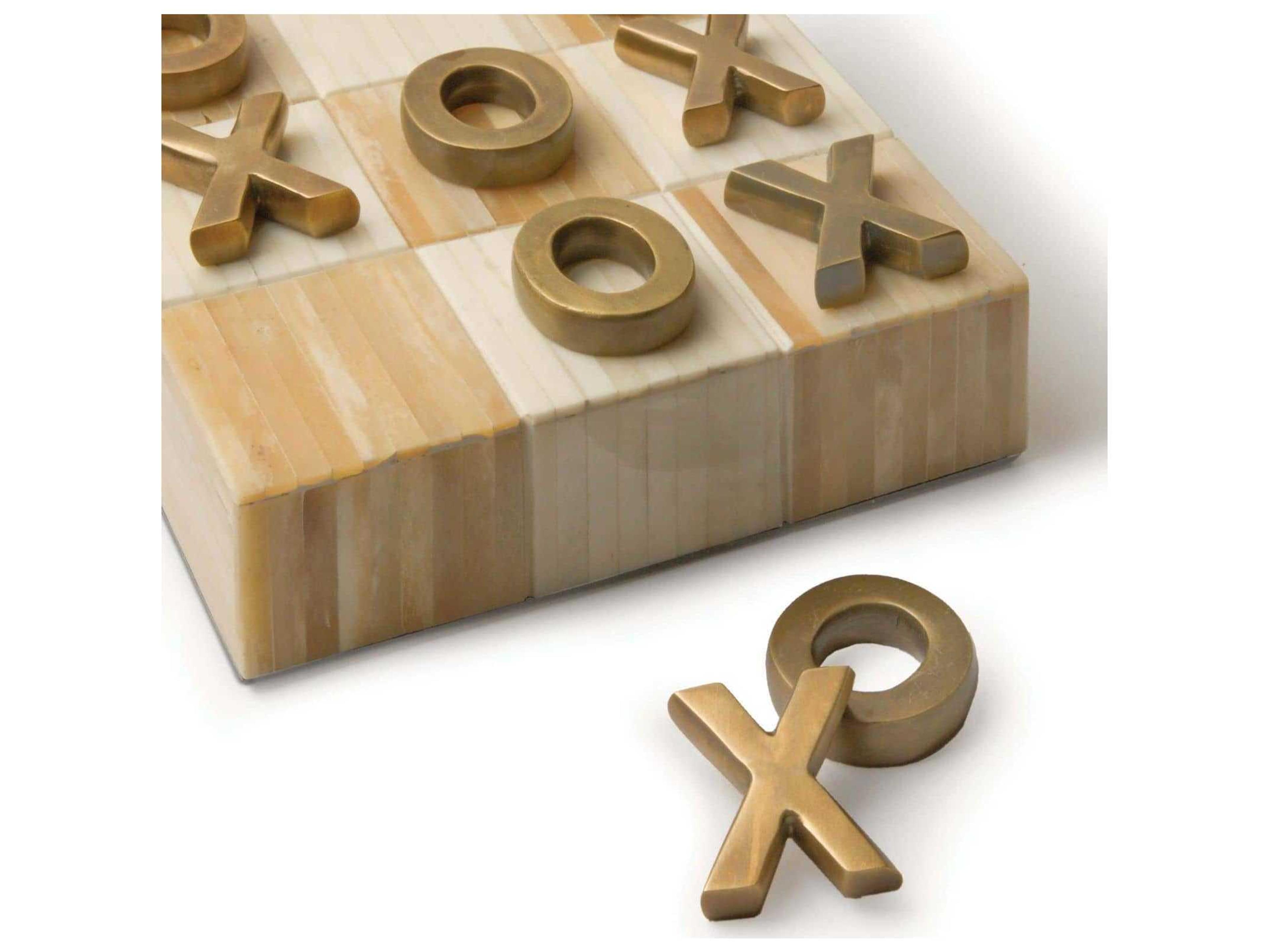 Regina Andrew Tic-Tac-Toe Flat Board with Brass Pieces