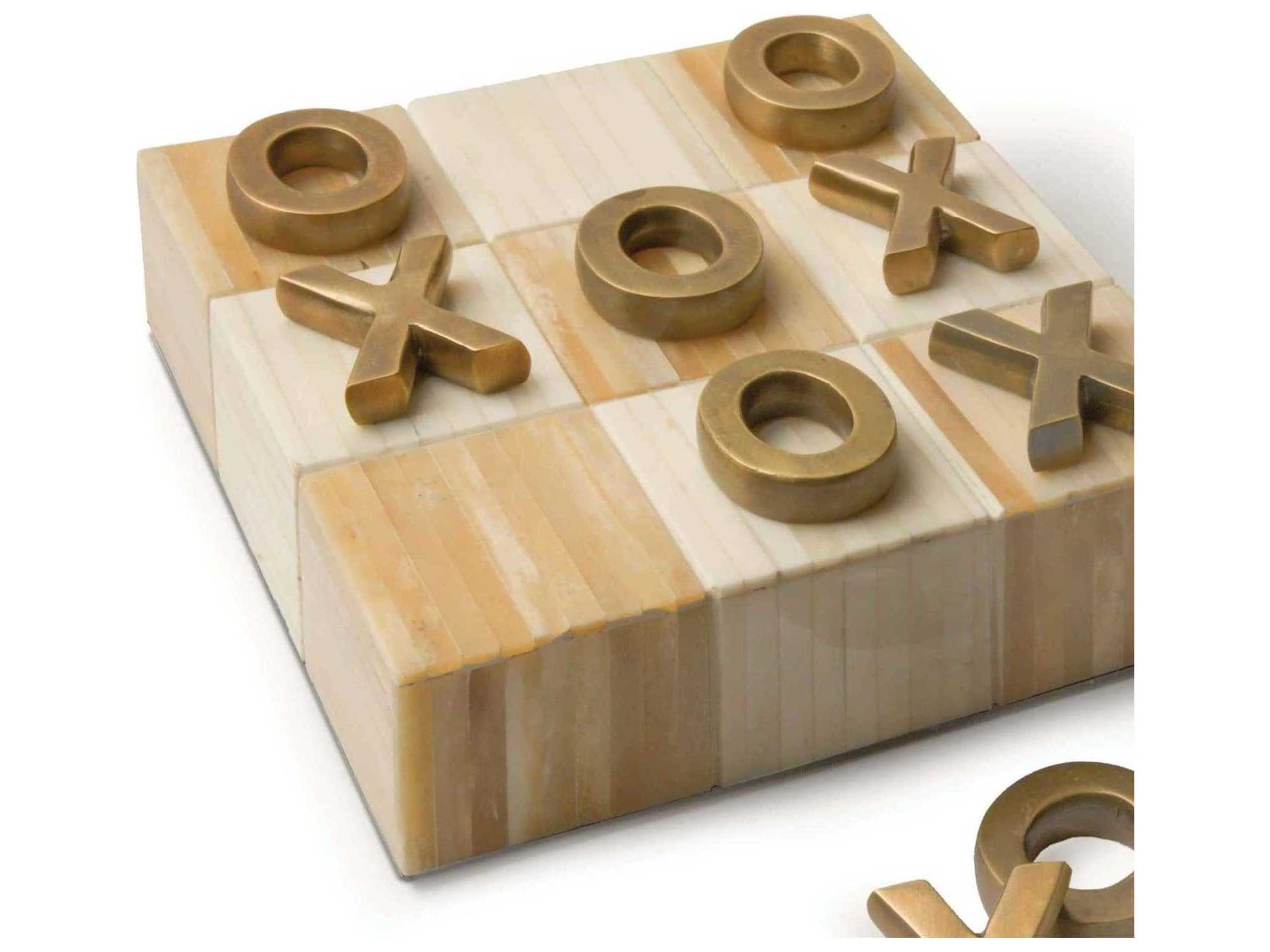 Regina Andrew Tic-Tac-Toe Flat Board with Brass Pieces