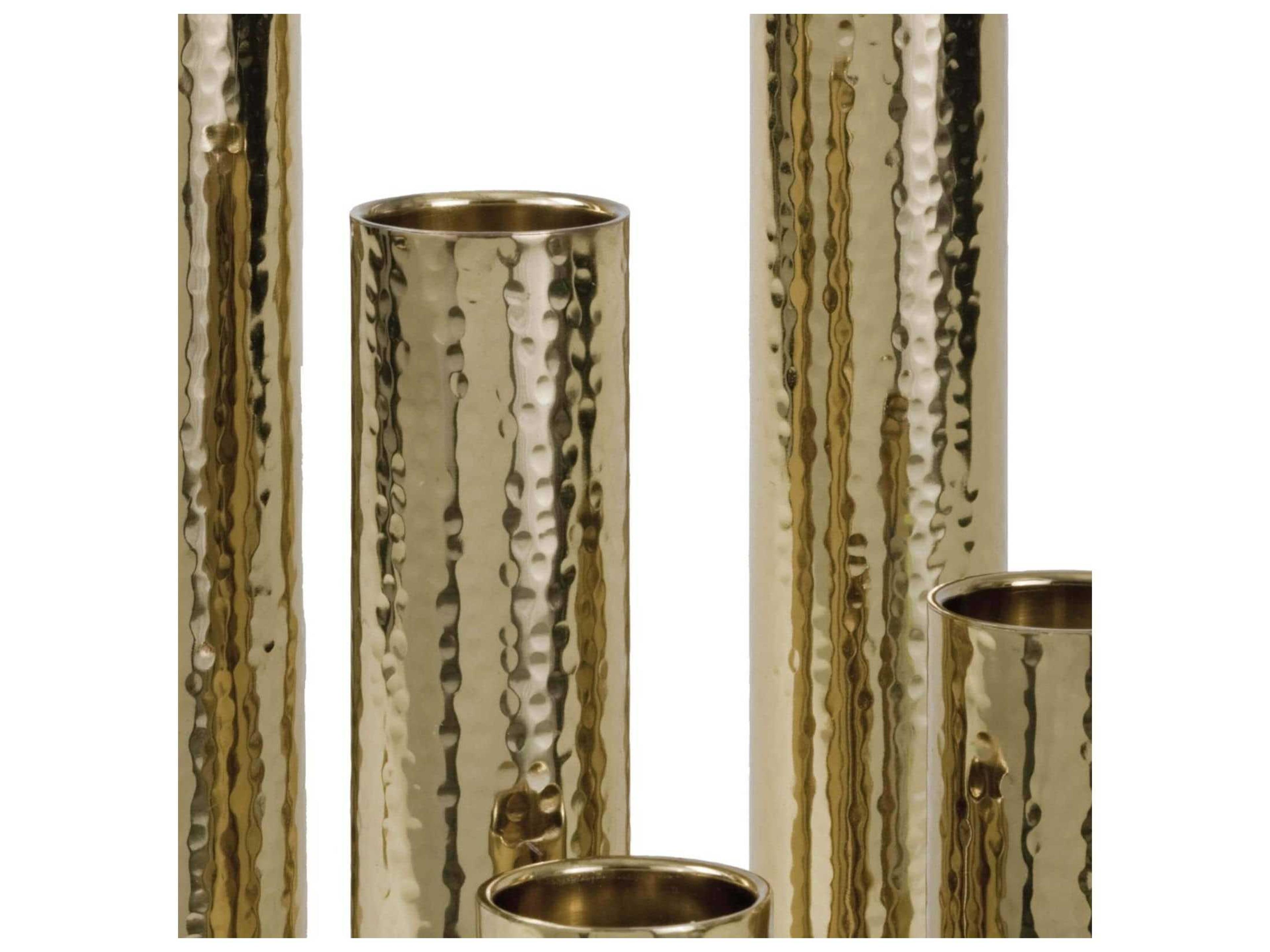 Regina Andrew Polished Brass Hammered Bud Vase Set