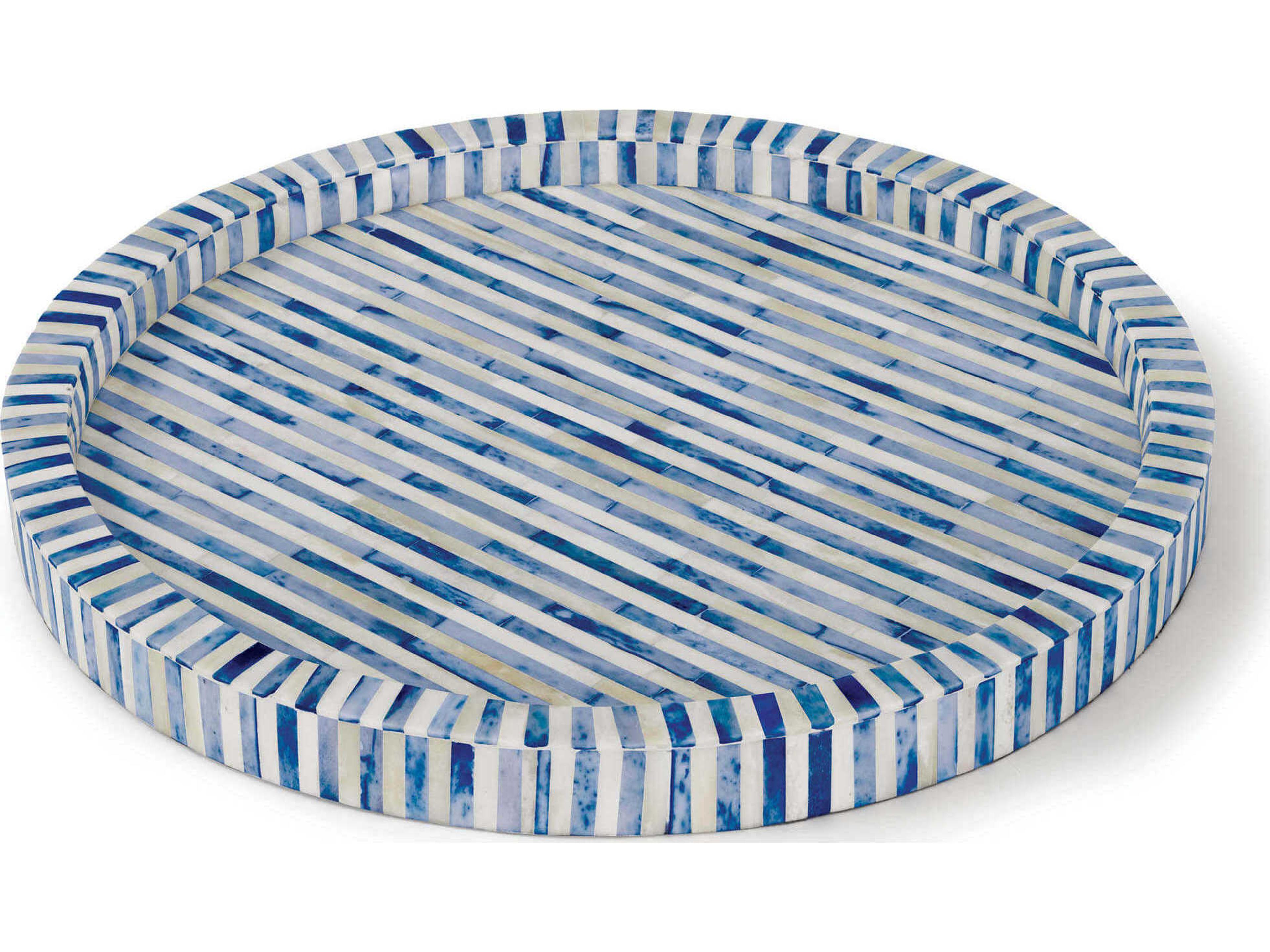 Regina Andrew Bone and Indigo Round Serving Tray