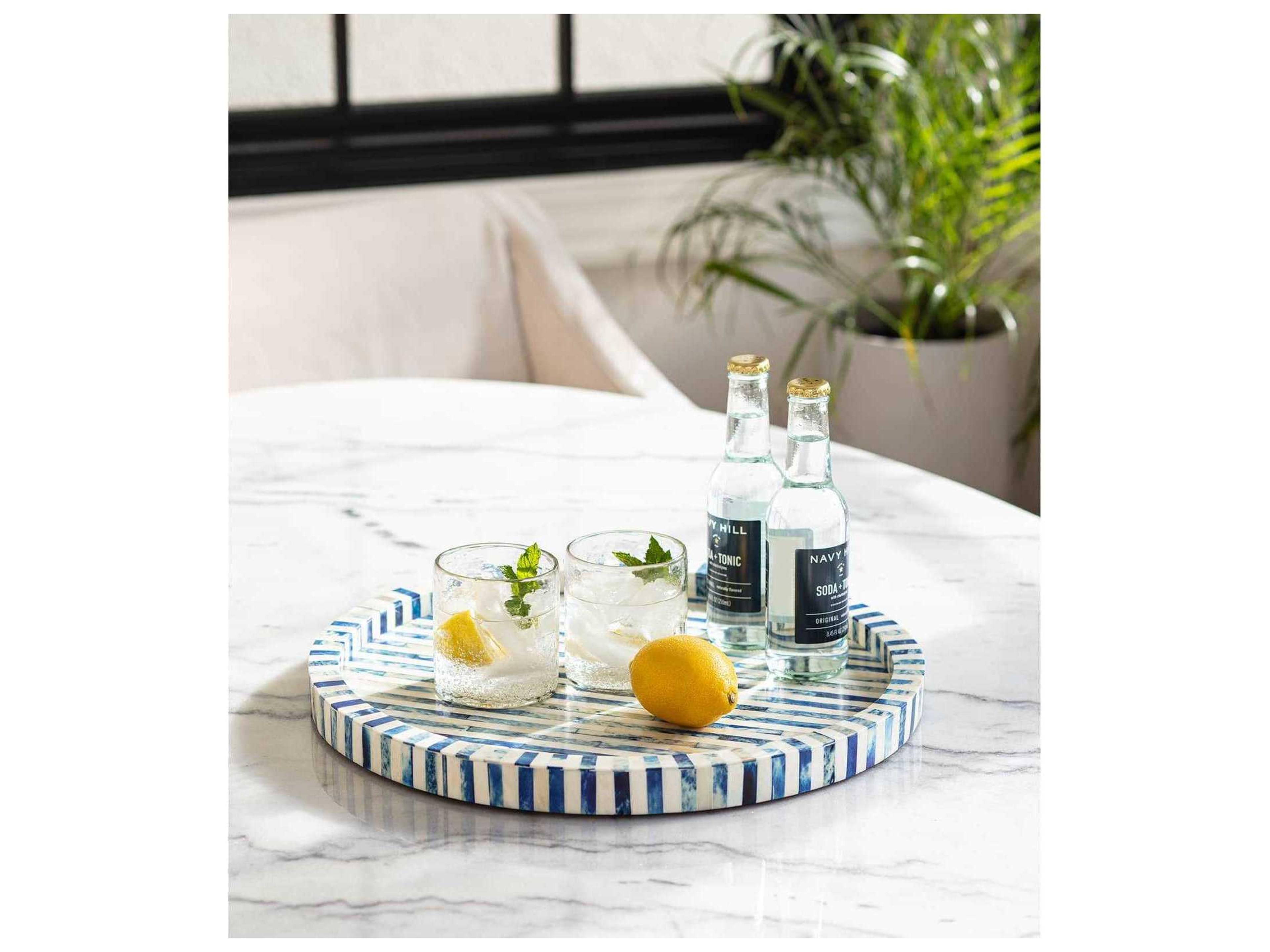 Regina Andrew Bone and Indigo Round Serving Tray