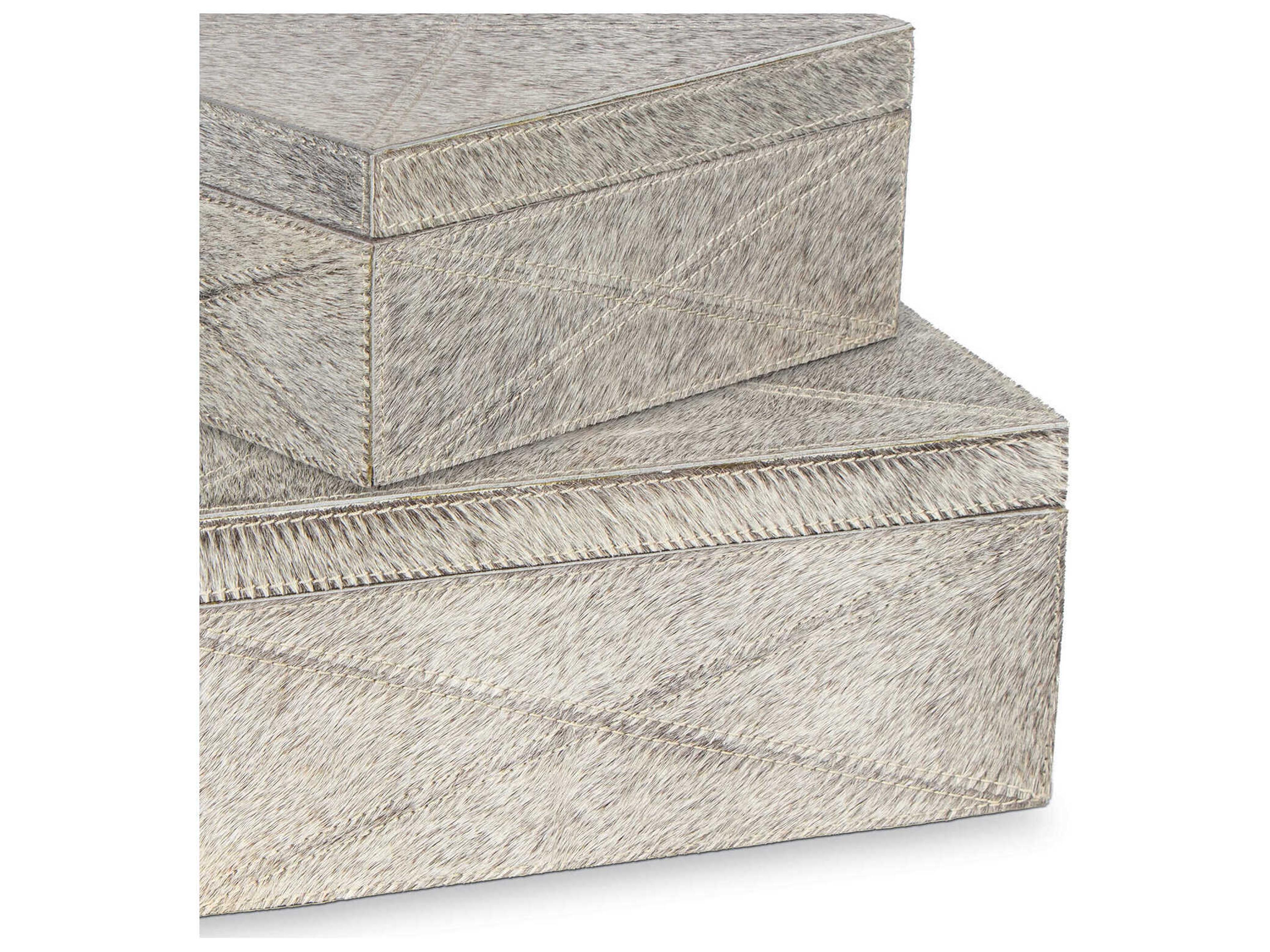 Regina Andrew Andres Grey Hair on Hide Boxes Set of 2