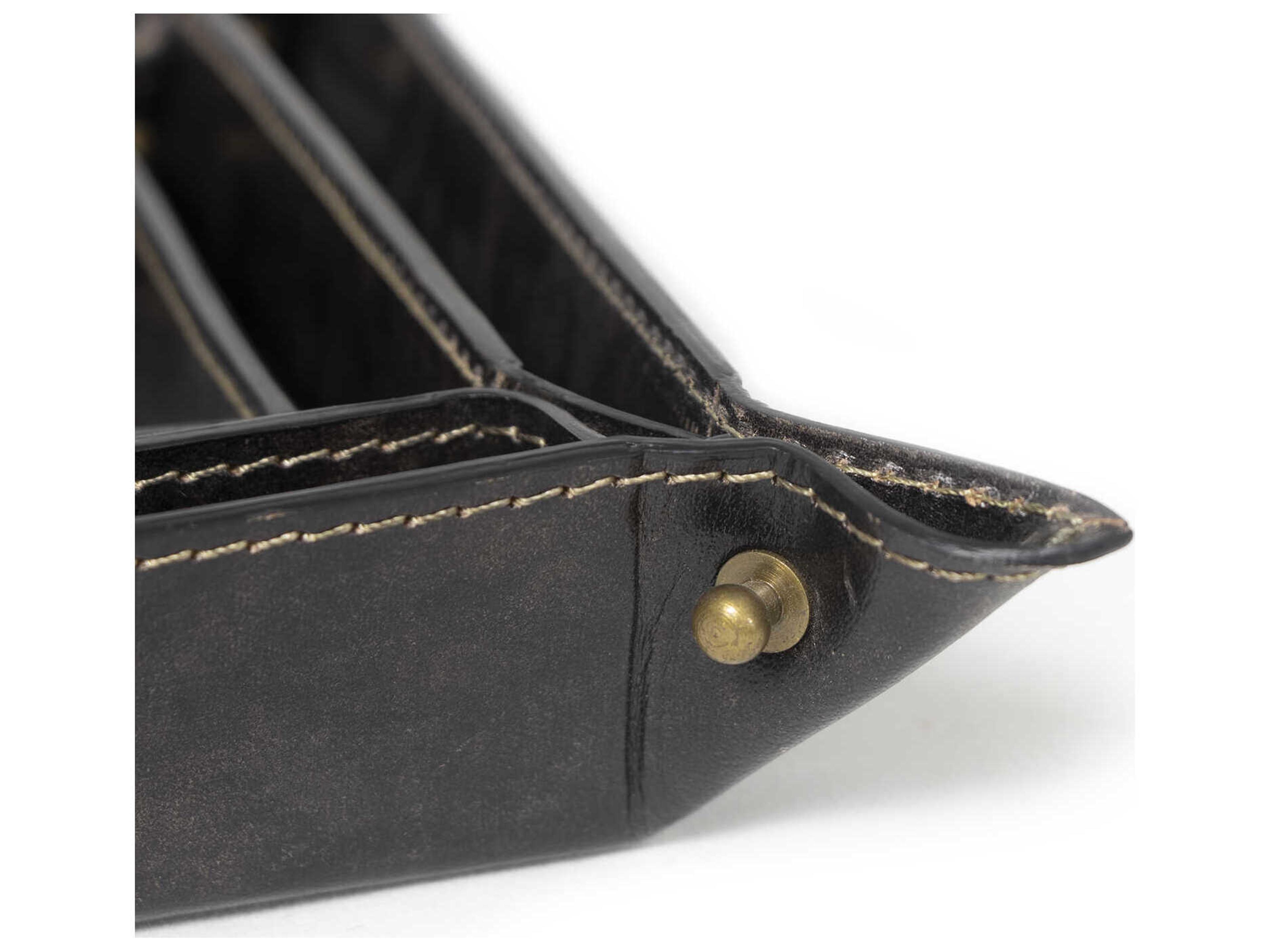 Regina Andrew Derby Black Leather Trays Set of 3