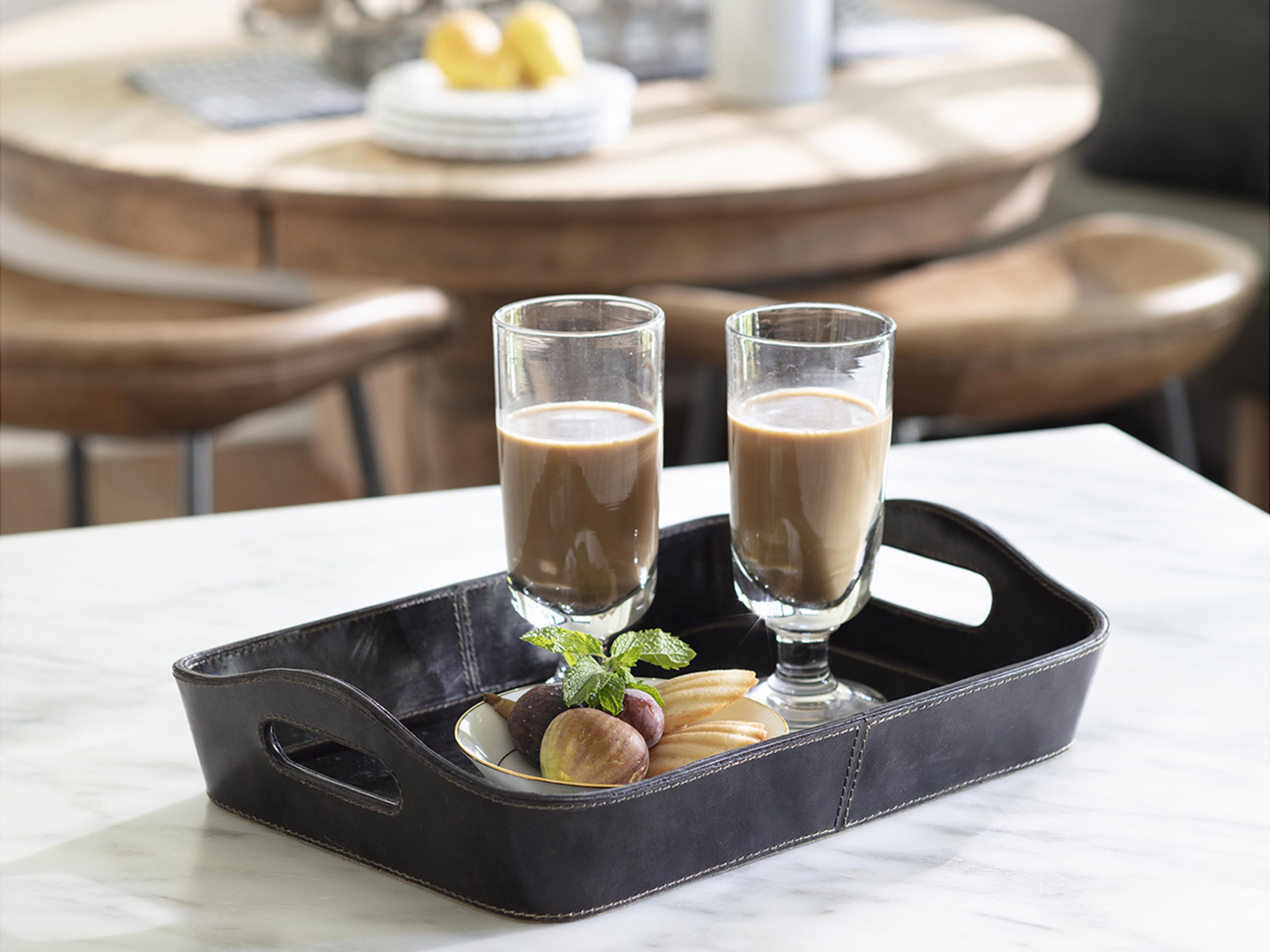 Regina Andrew Derby Black Leather Trays Set of 2