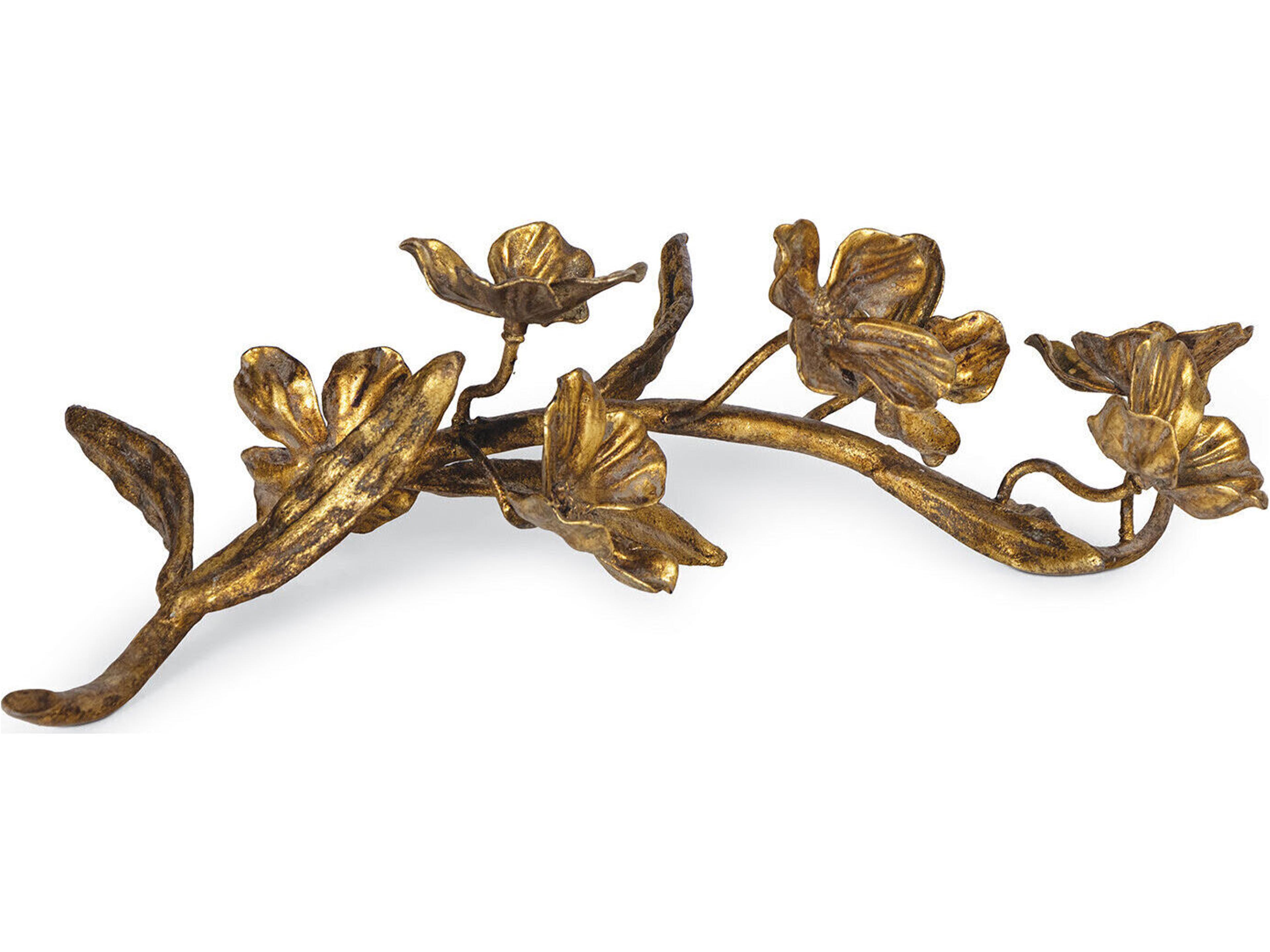 Dogwood Sprig Antique Gold Leaf Sculpture