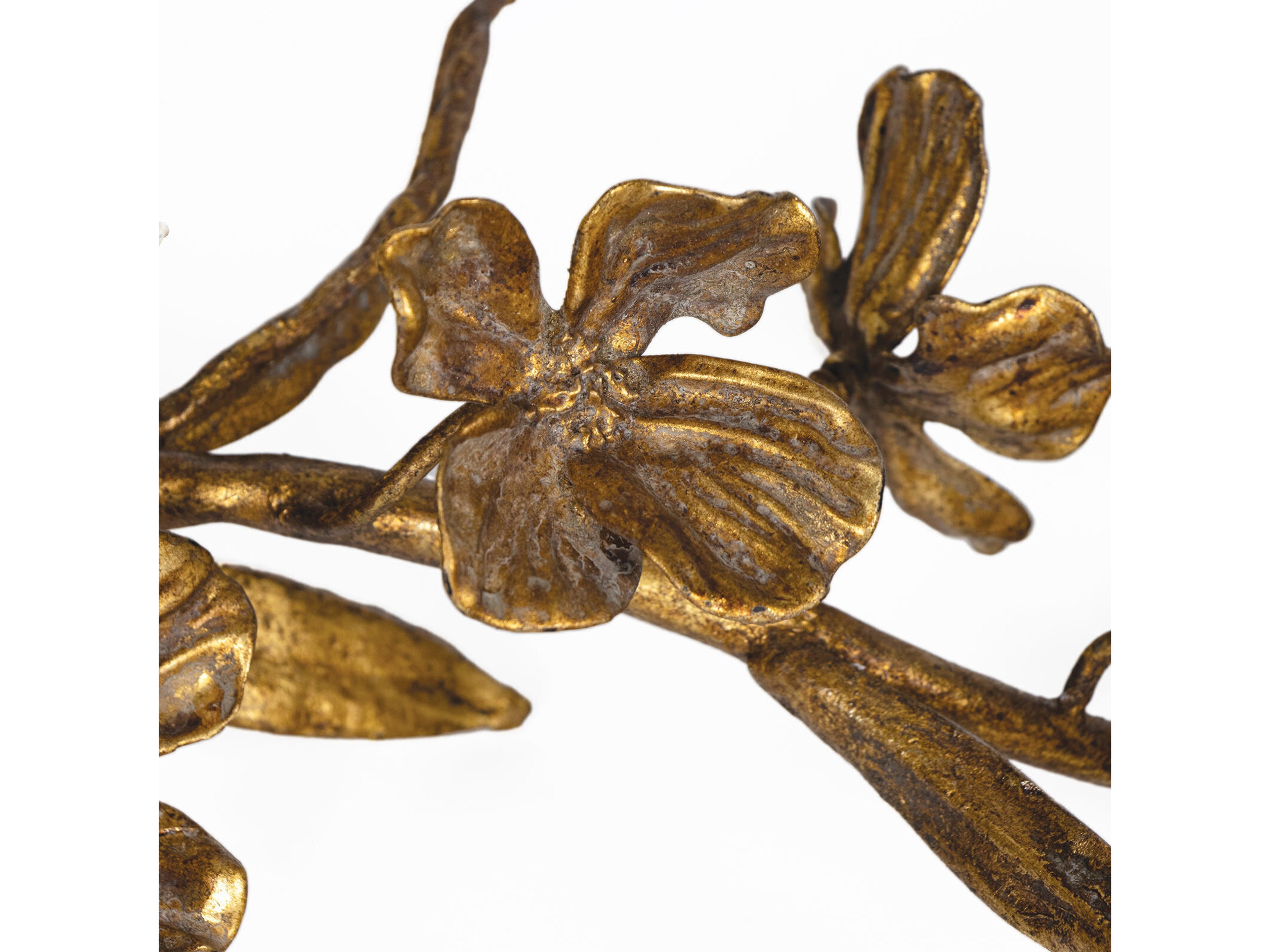 Regina Andrew Dogwood Sprig Antique Gold Leaf Sculpture