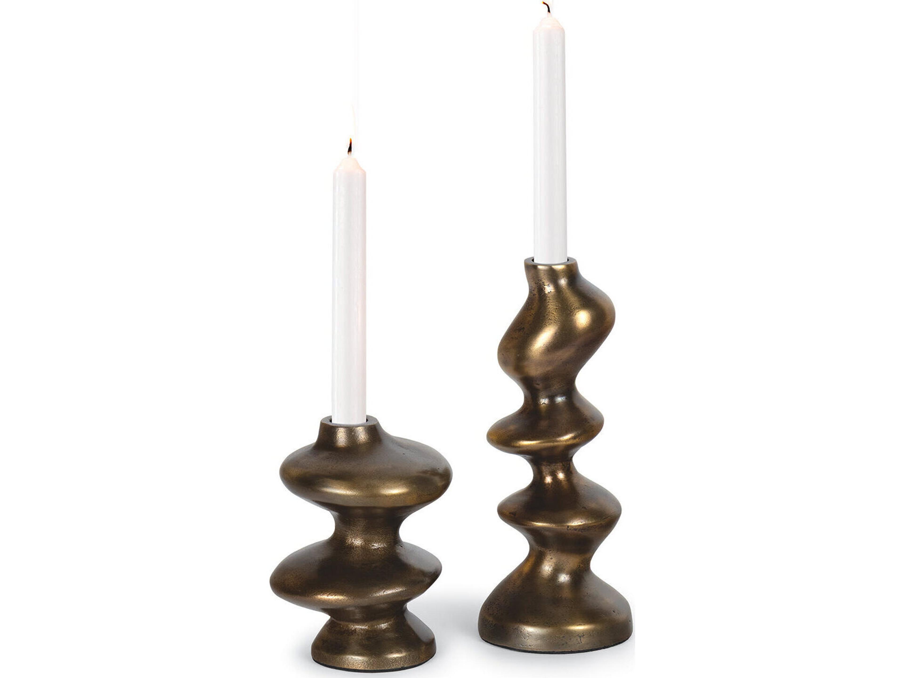 Blobby Brass Candle Holder Set of 2