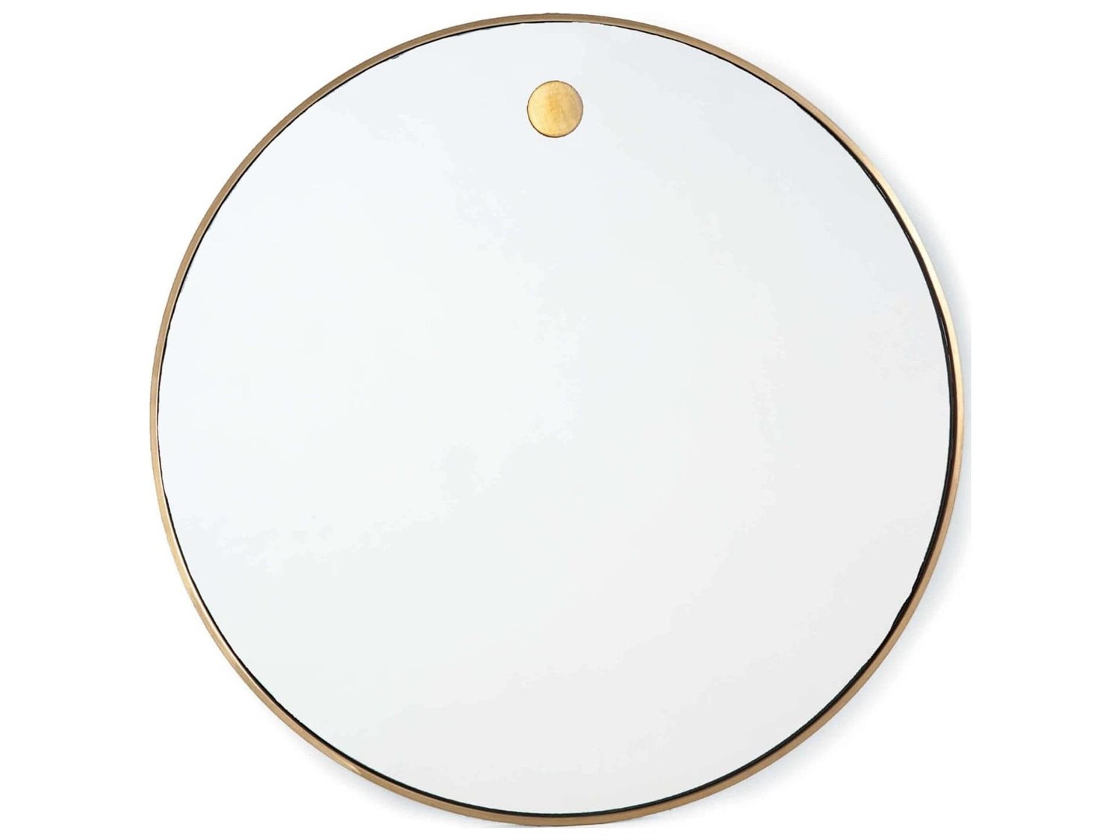 Hanging Circular Mirror 36-Inch Round Natural Brass