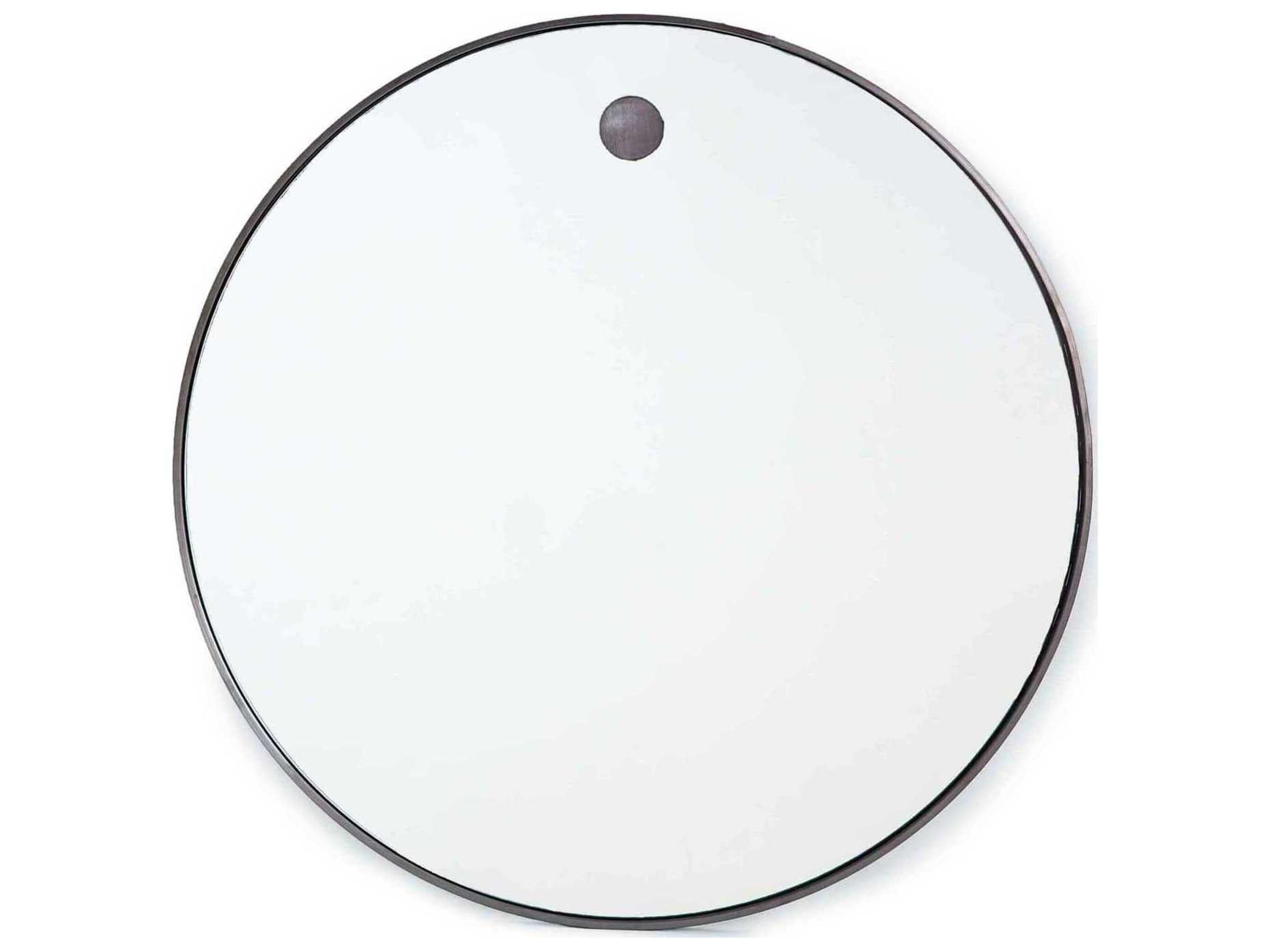 Hanging Blackened Steel Round Wall Mirror