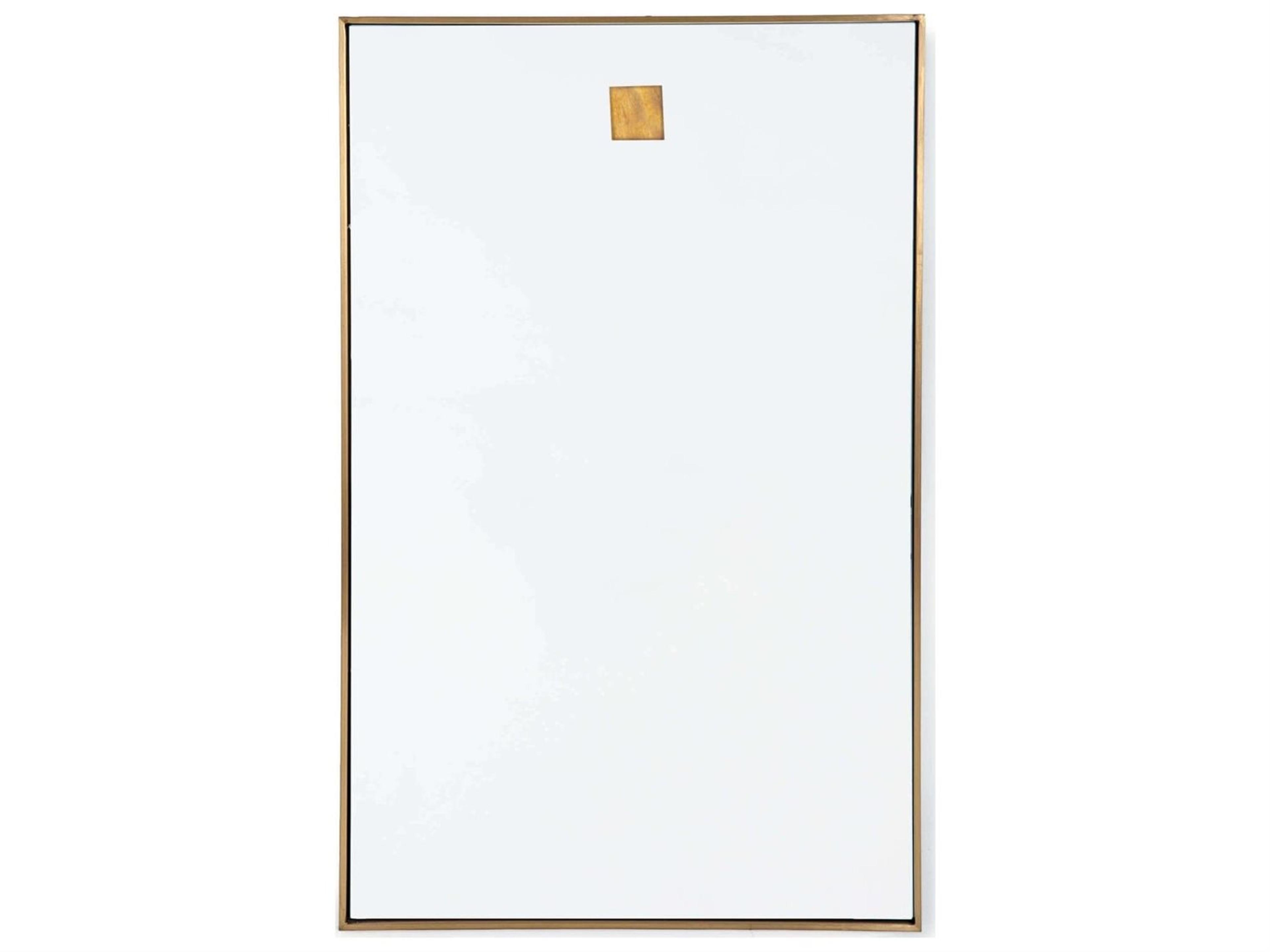 Hanging Rectangle Mirror in Natural Brass