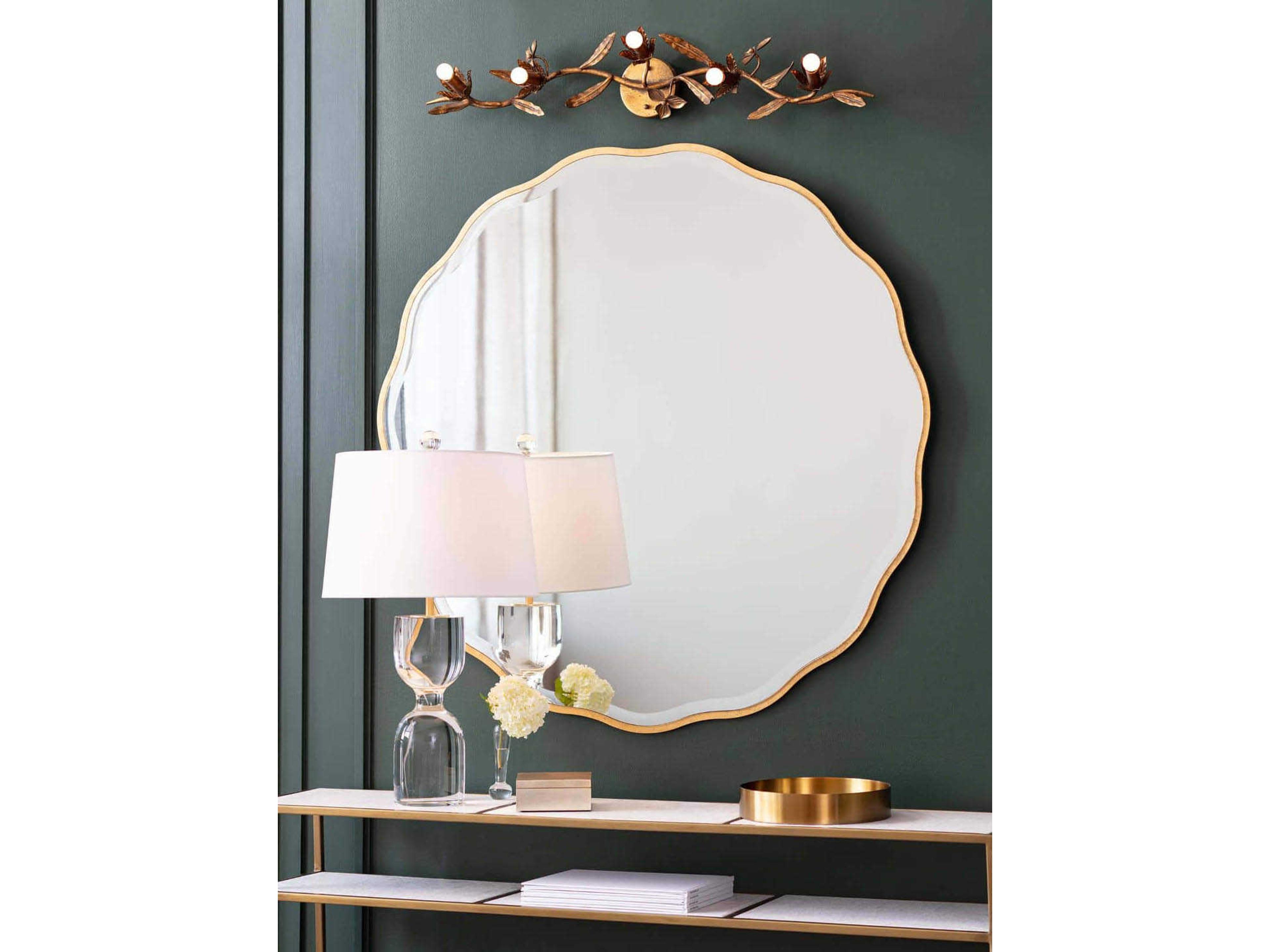 Regina Andrew Gold Leaf Round Wall Mirror