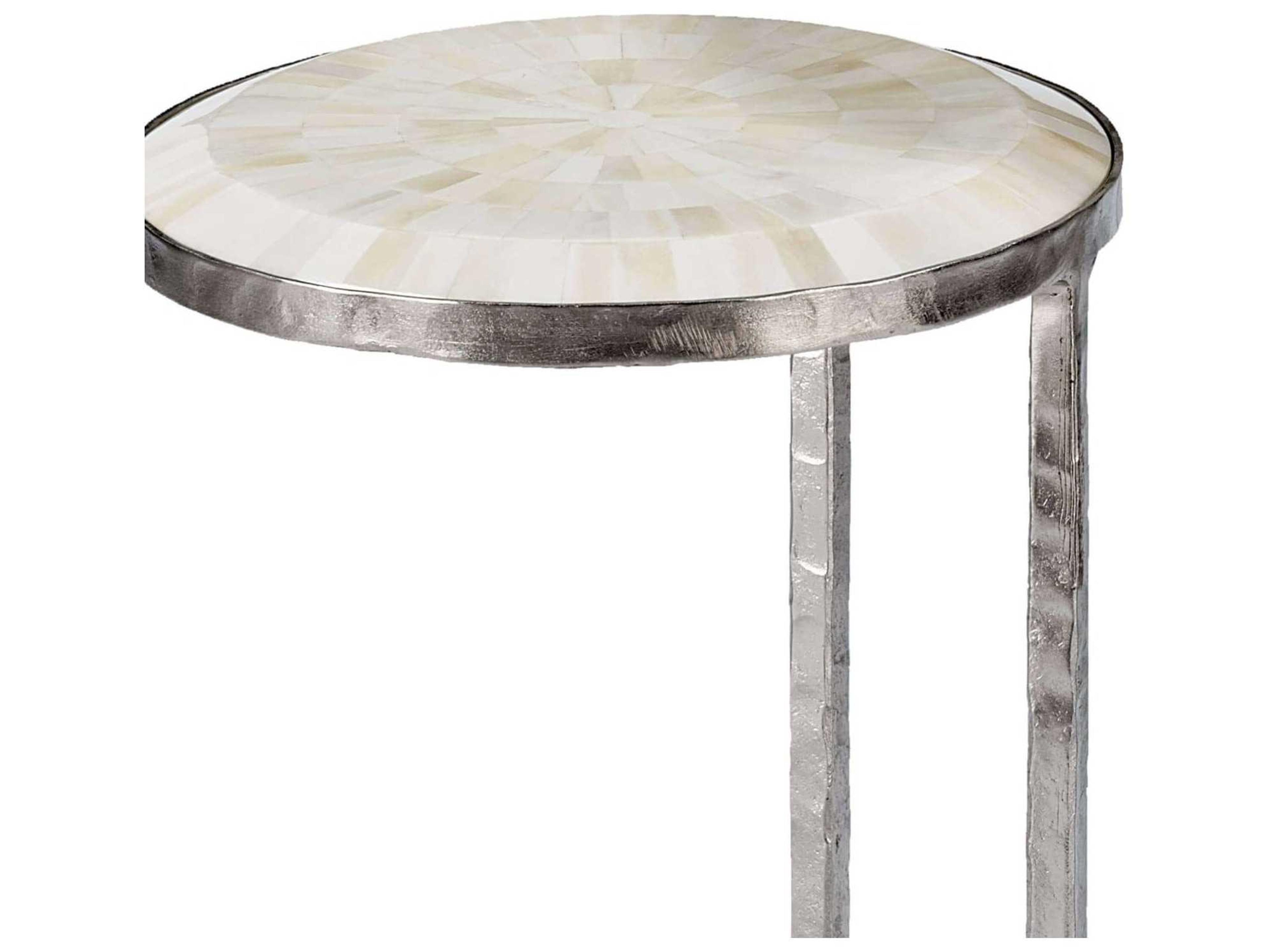Regina Andrew Bone Round Wood With Polished Nickel End Table