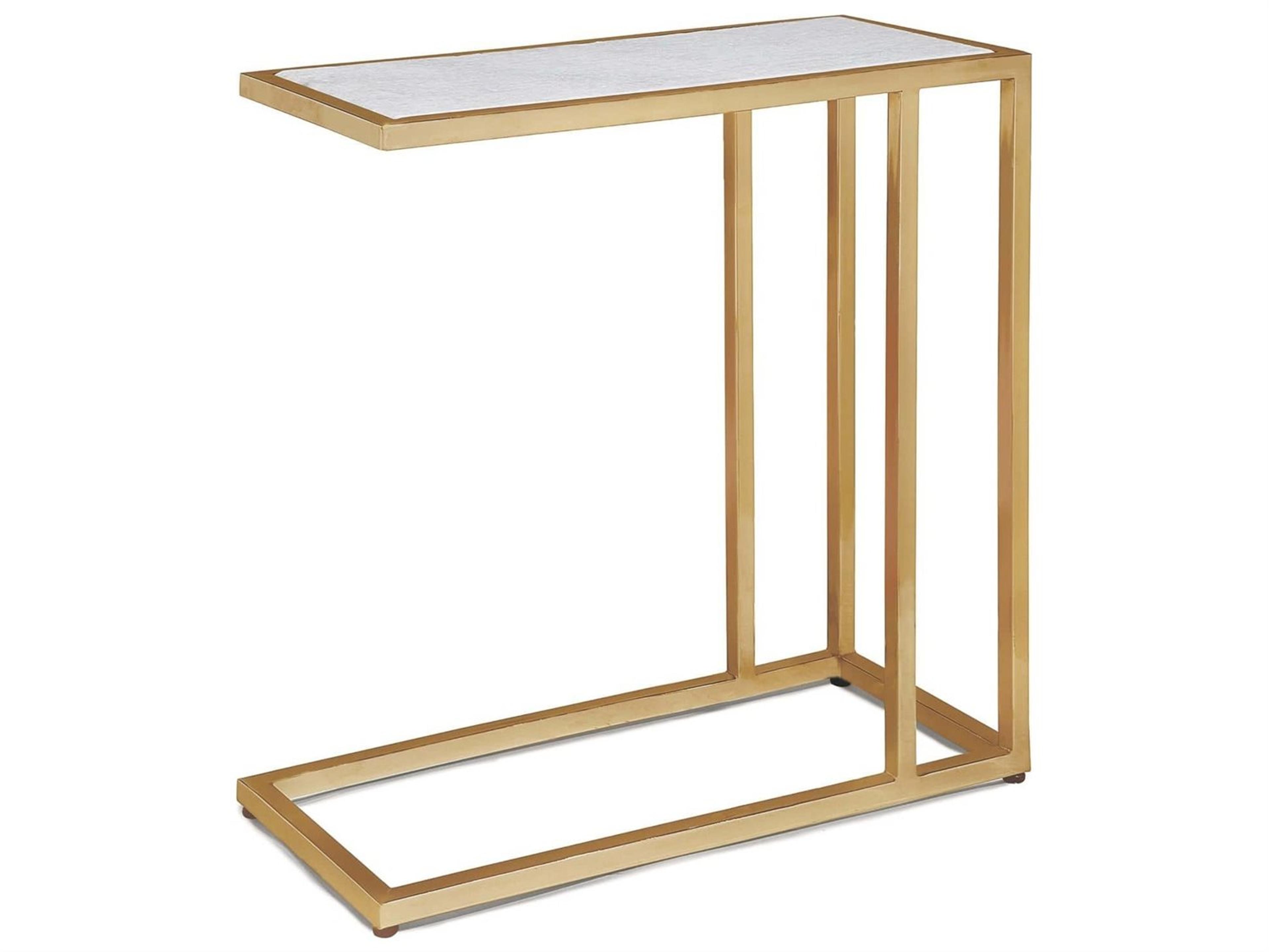 Echelon Sofa Hugger Table Natural Brass and Marble