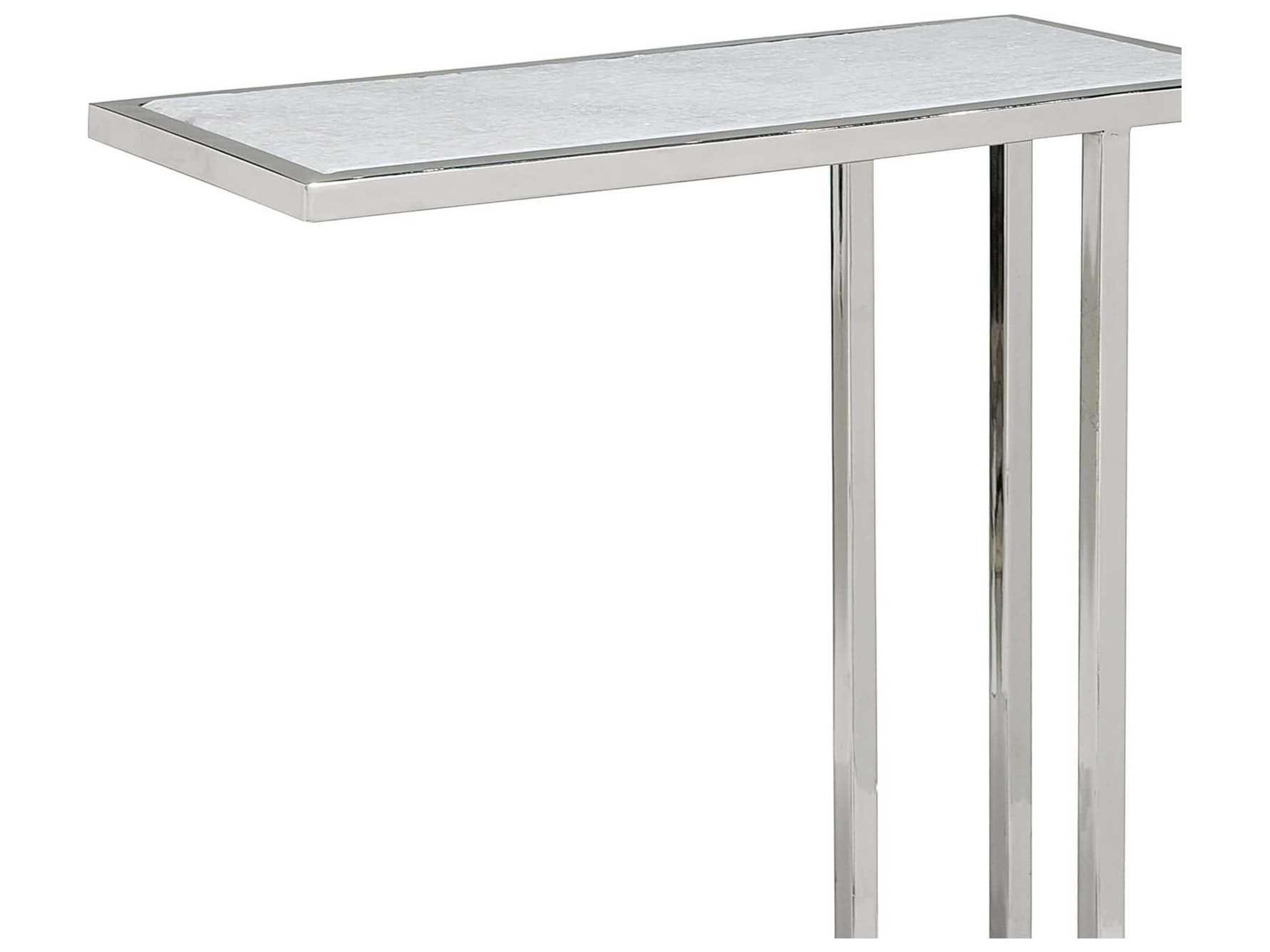 Regina Andrew Echelon Rectangular Etched Marble With Polished Nickel End Table