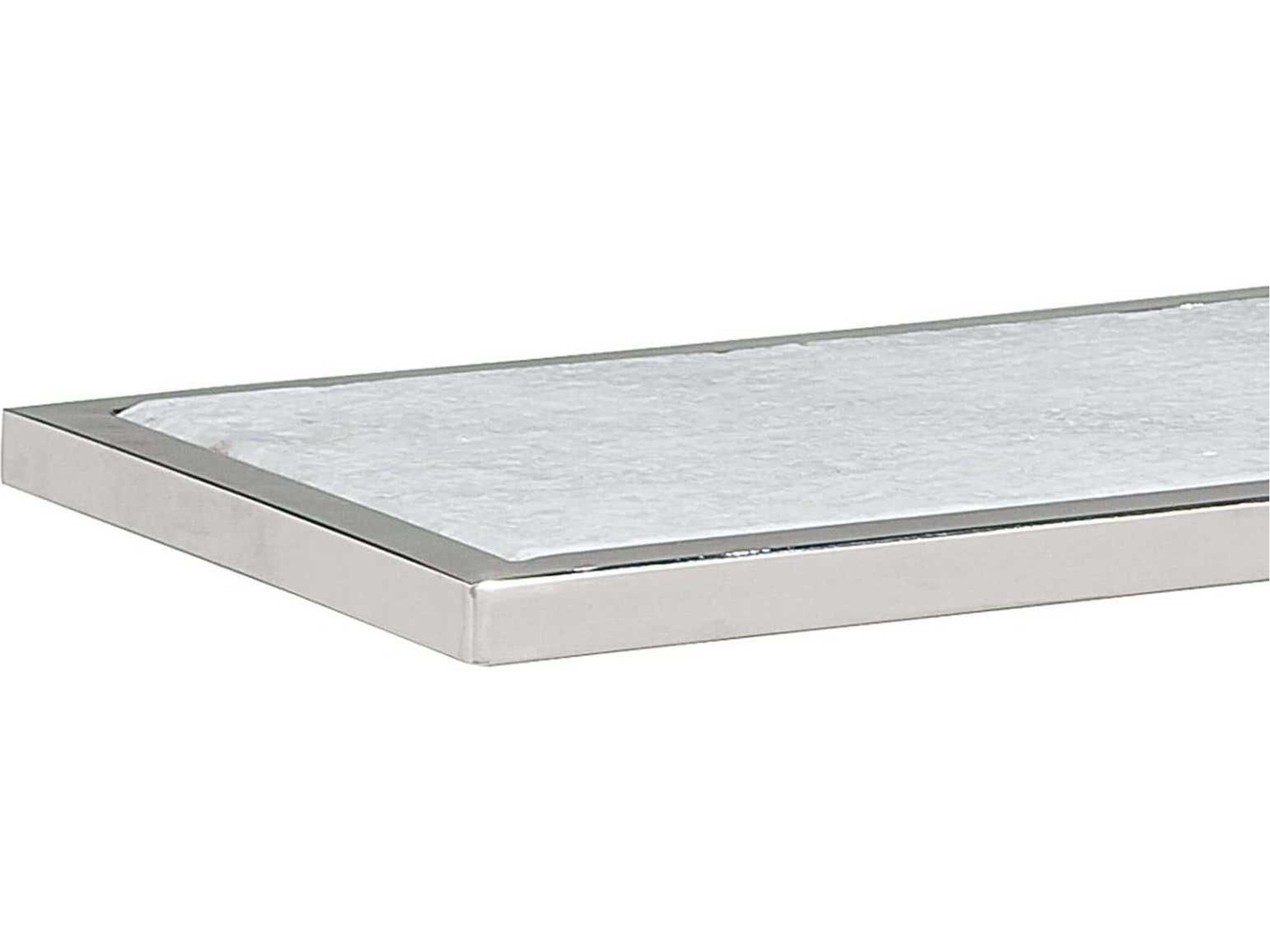 Regina Andrew Echelon Rectangular Etched Marble With Polished Nickel End Table