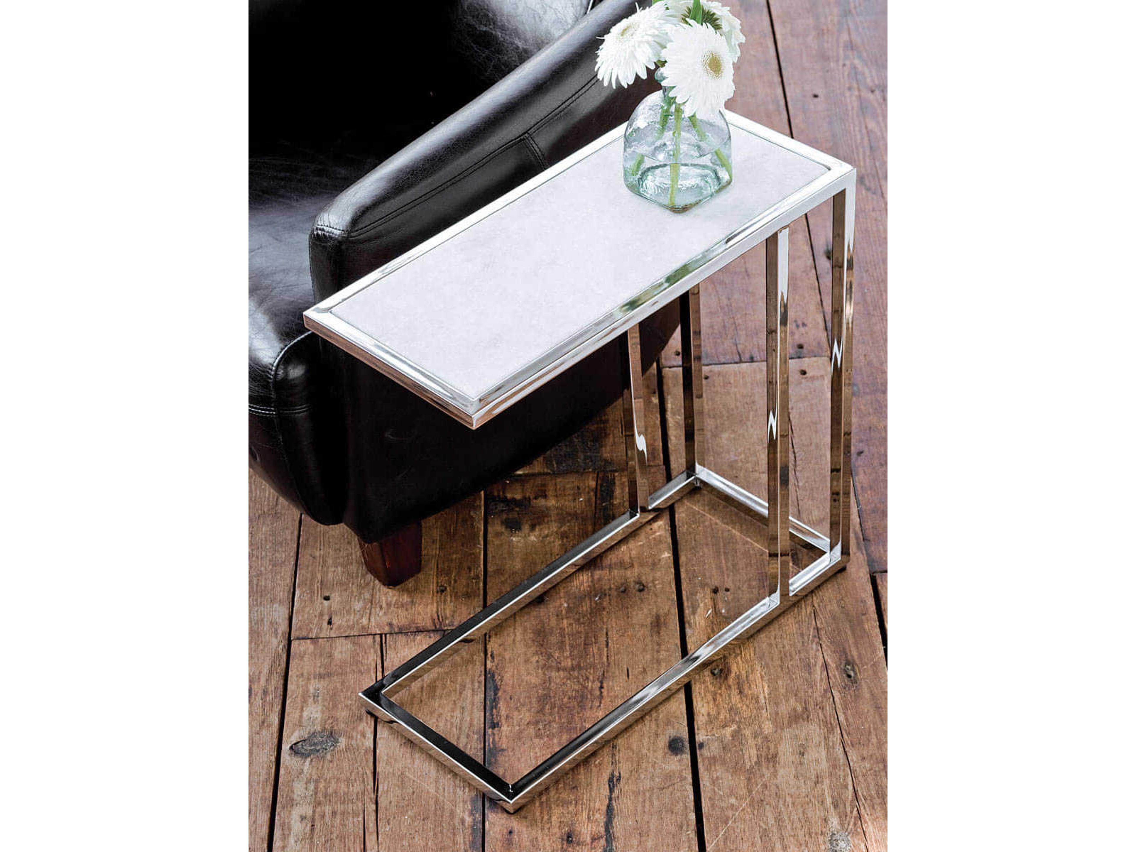 Regina Andrew Echelon Rectangular Etched Marble With Polished Nickel End Table