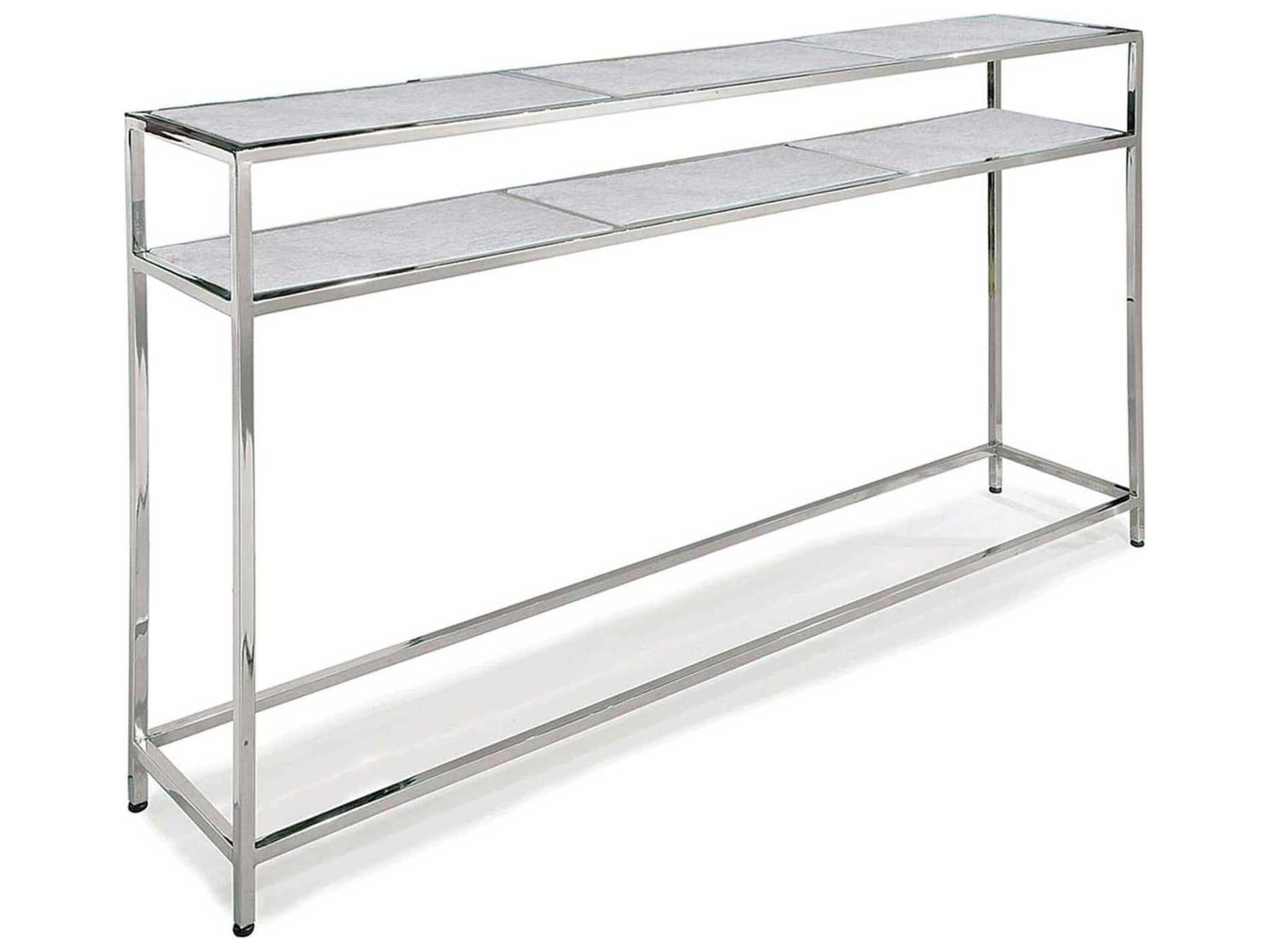 Echelon Rectangular Marble Polished Nickel Console Table