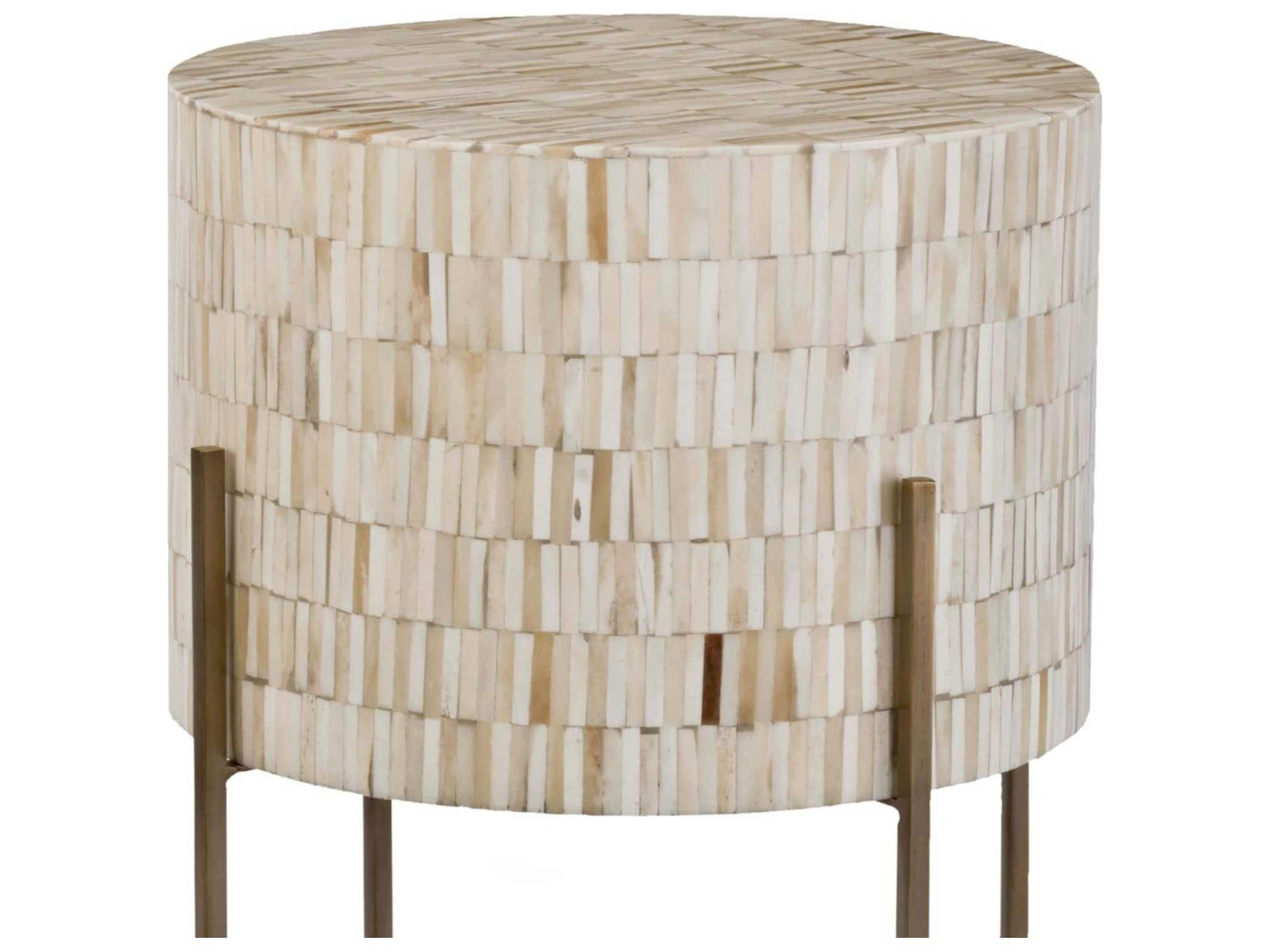 Regina Andrew Bone Round Brass End Table