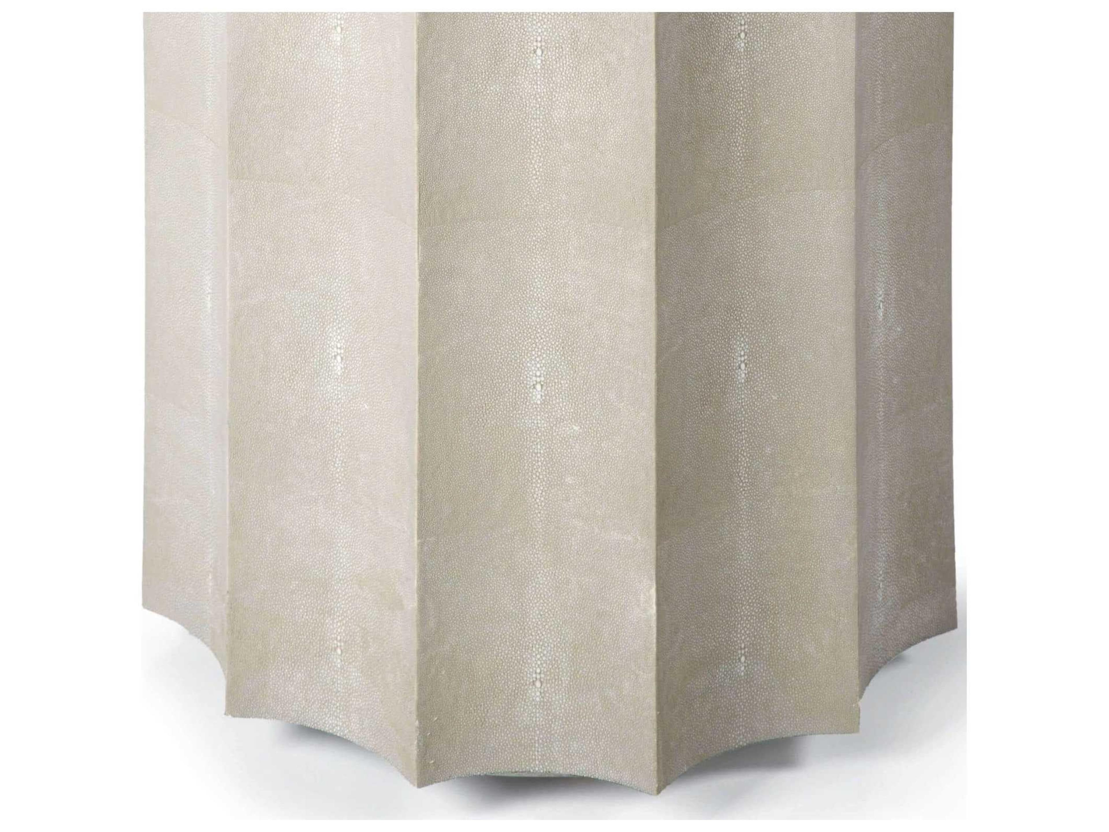 Regina Andrew Shagreen Round Faux Leather Ivory Grey End Table
