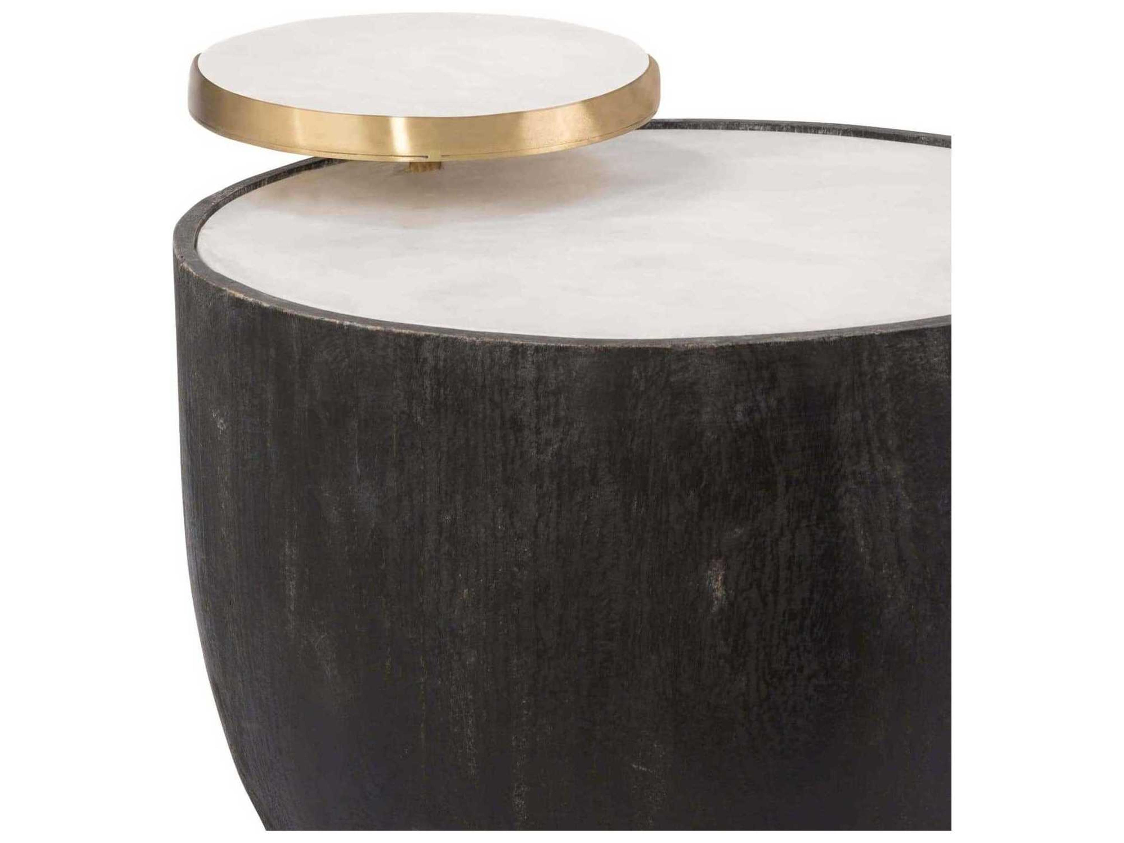 Regina Andrew Theo Round Stone Ebony End Table
