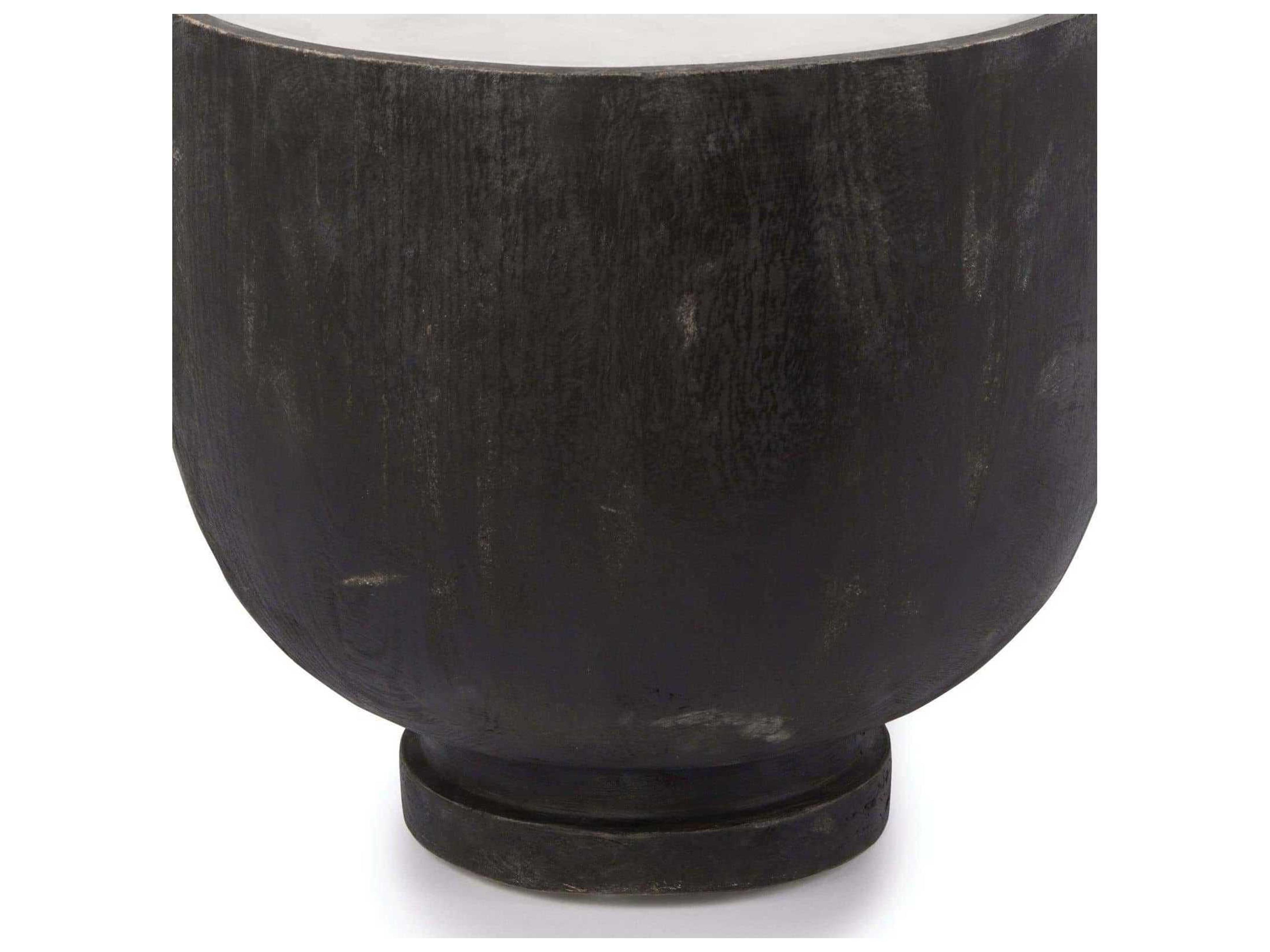 Regina Andrew Theo Round Stone Ebony End Table