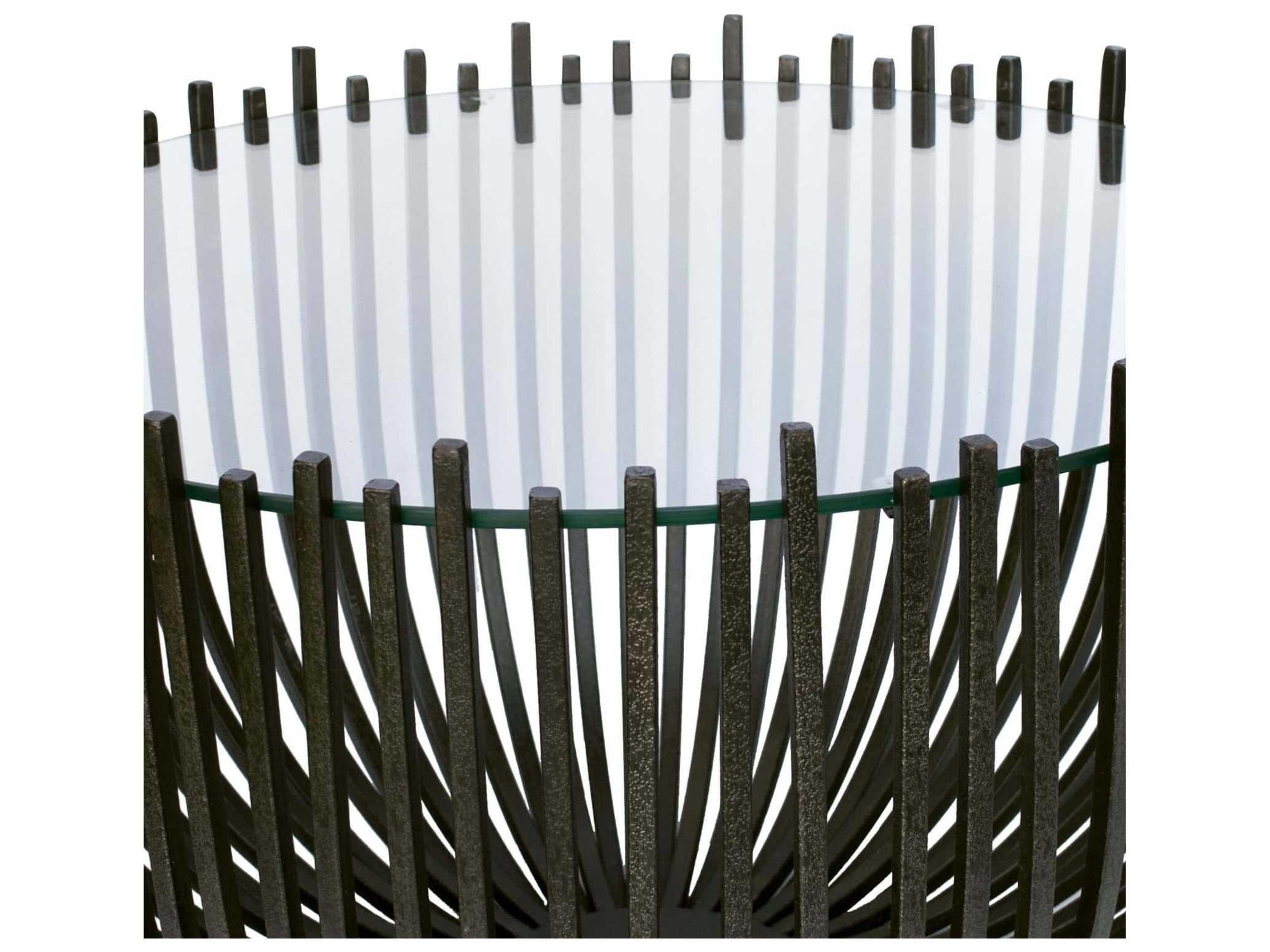 Regina Andrew Round Glass Blackened Iron Coffee Table