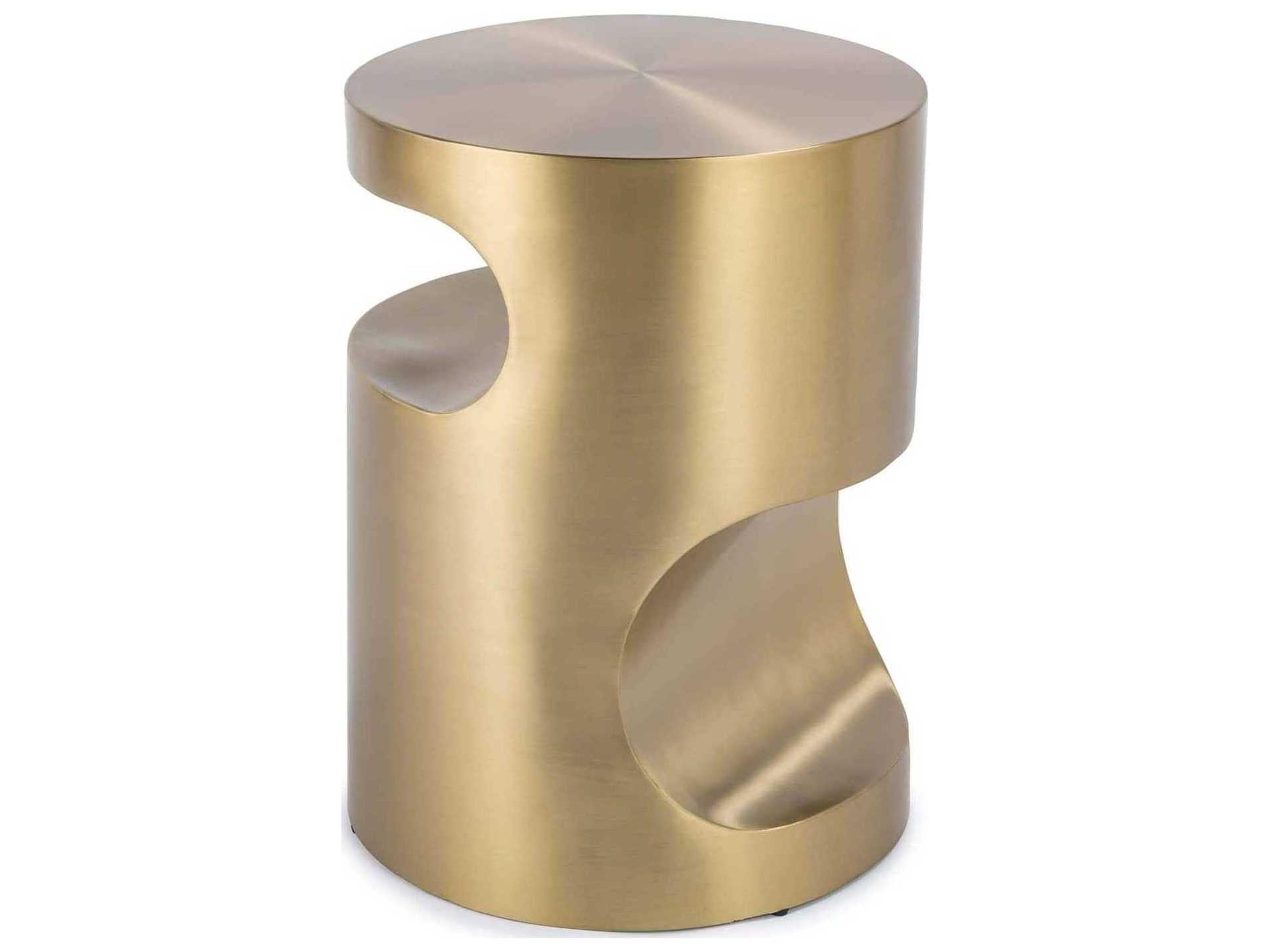 Nathan Round Metal Brass End Table