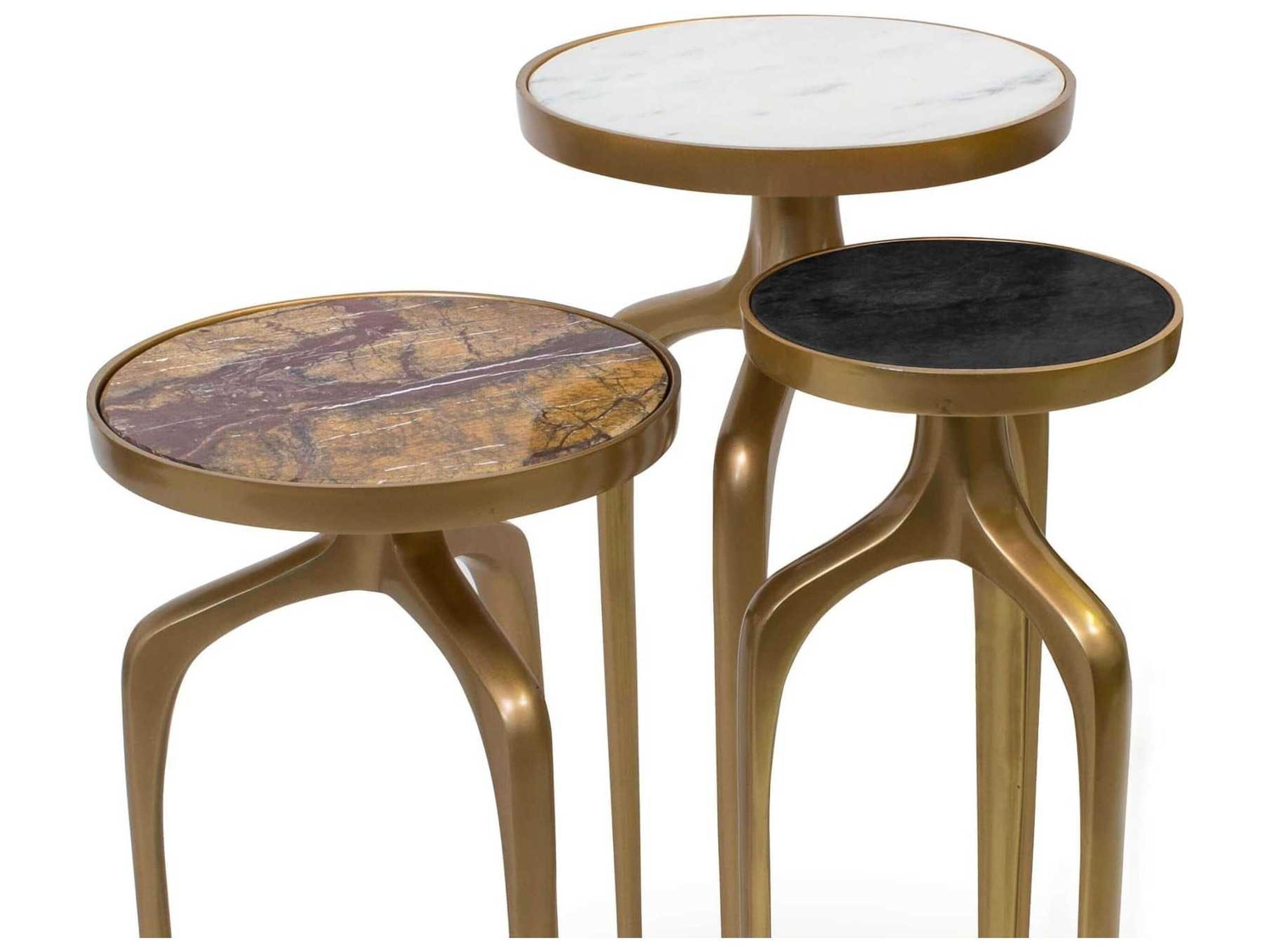 Regina Andrew Mixer Round Natural Brass End Table Set of 3