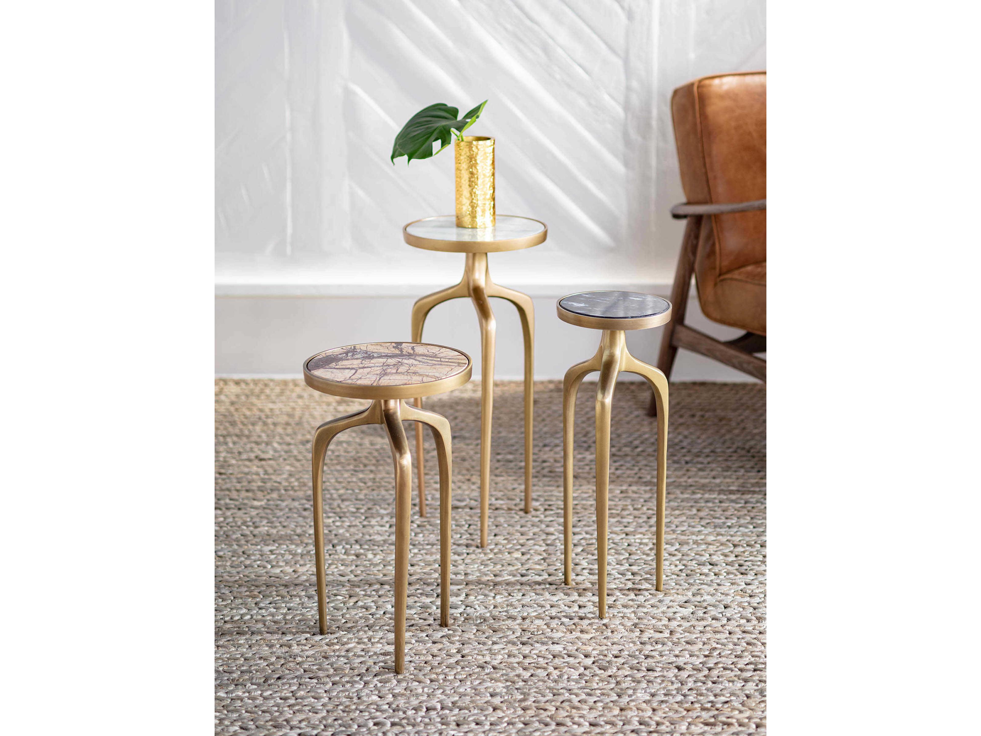 Regina Andrew Mixer Round Natural Brass End Table Set of 3