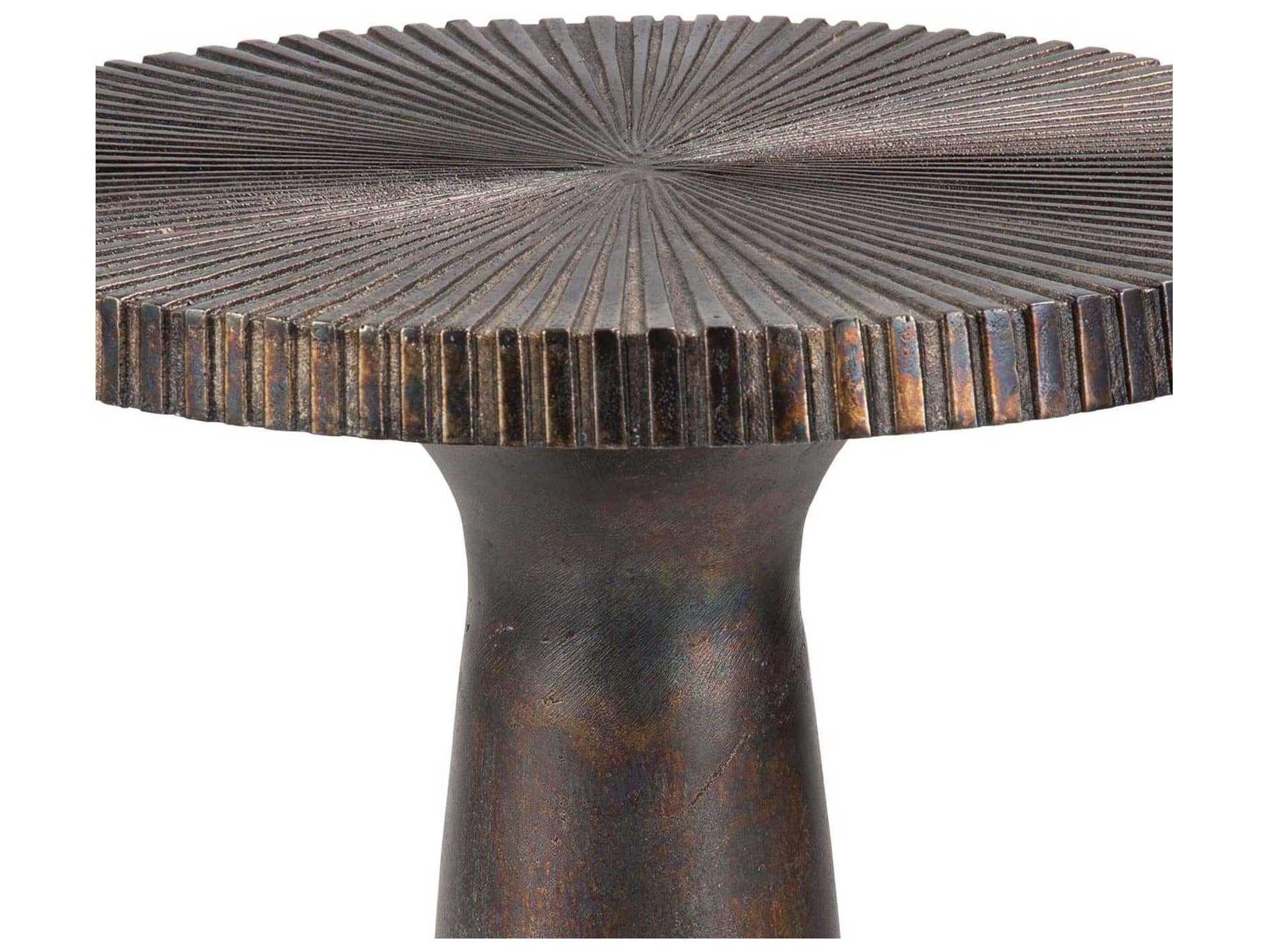 Regina Andrew Ellis Round Metal Blackened Iron End Table