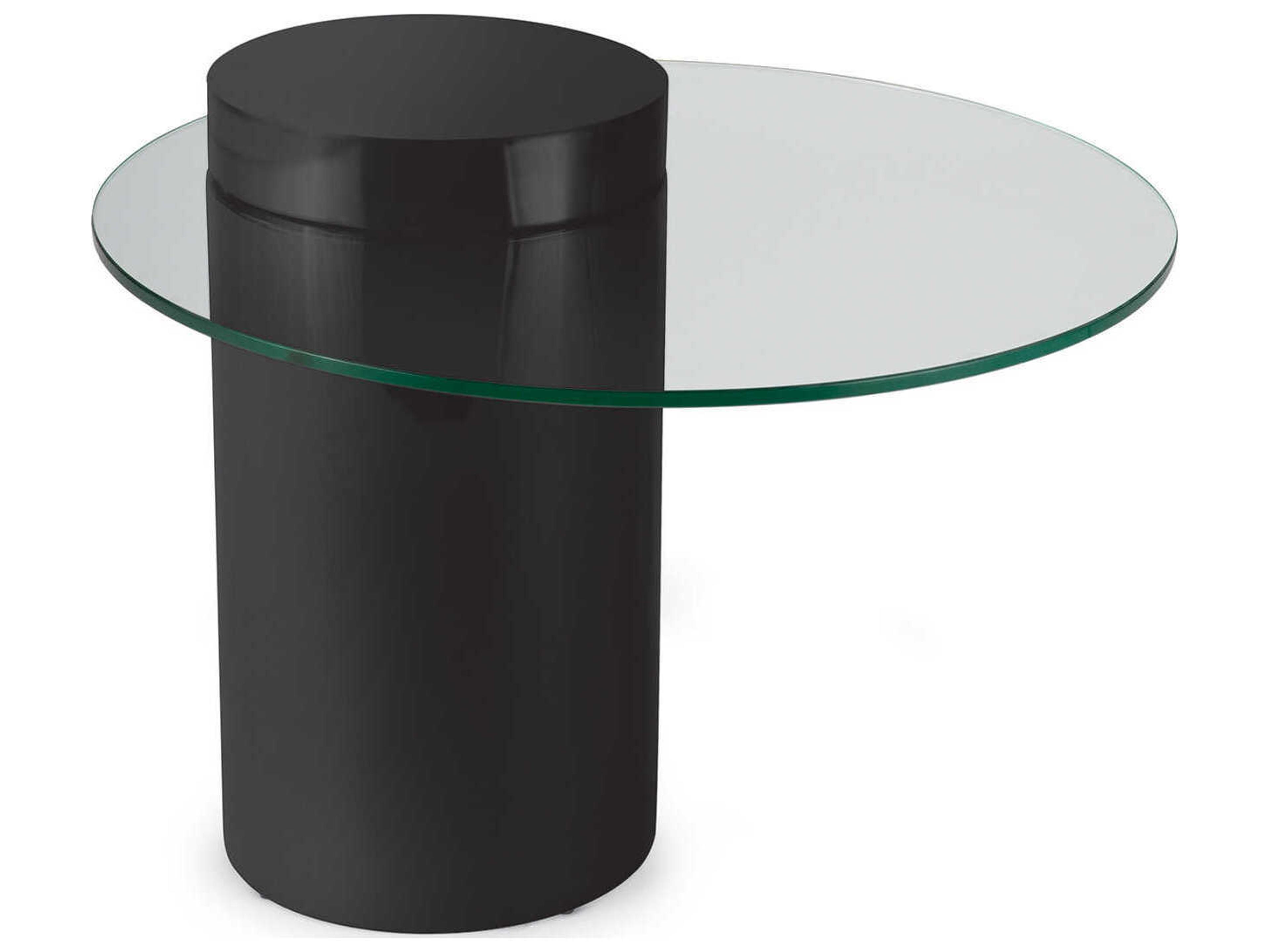Odette Round Glass Black End Table