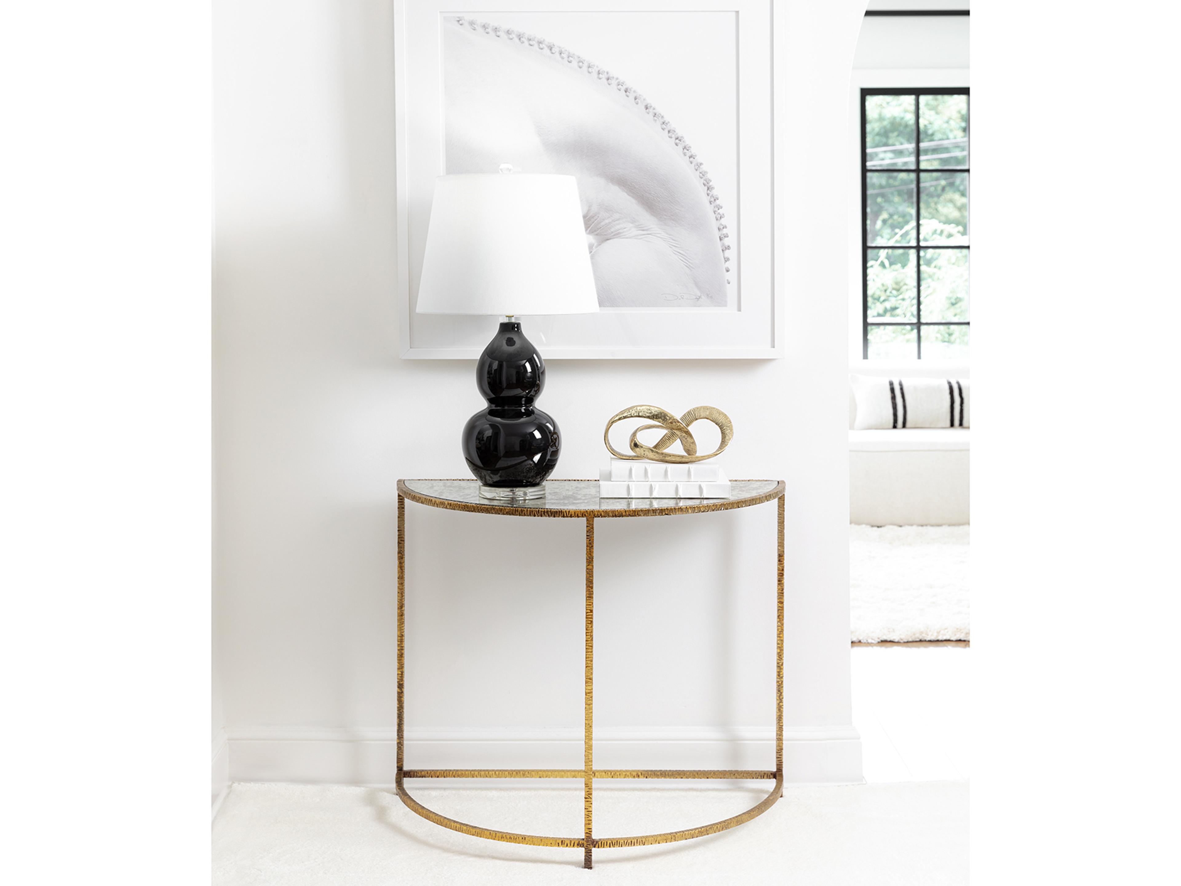 Regina Andrew Anastasia Demilune Mirror Antique Gold Console Table