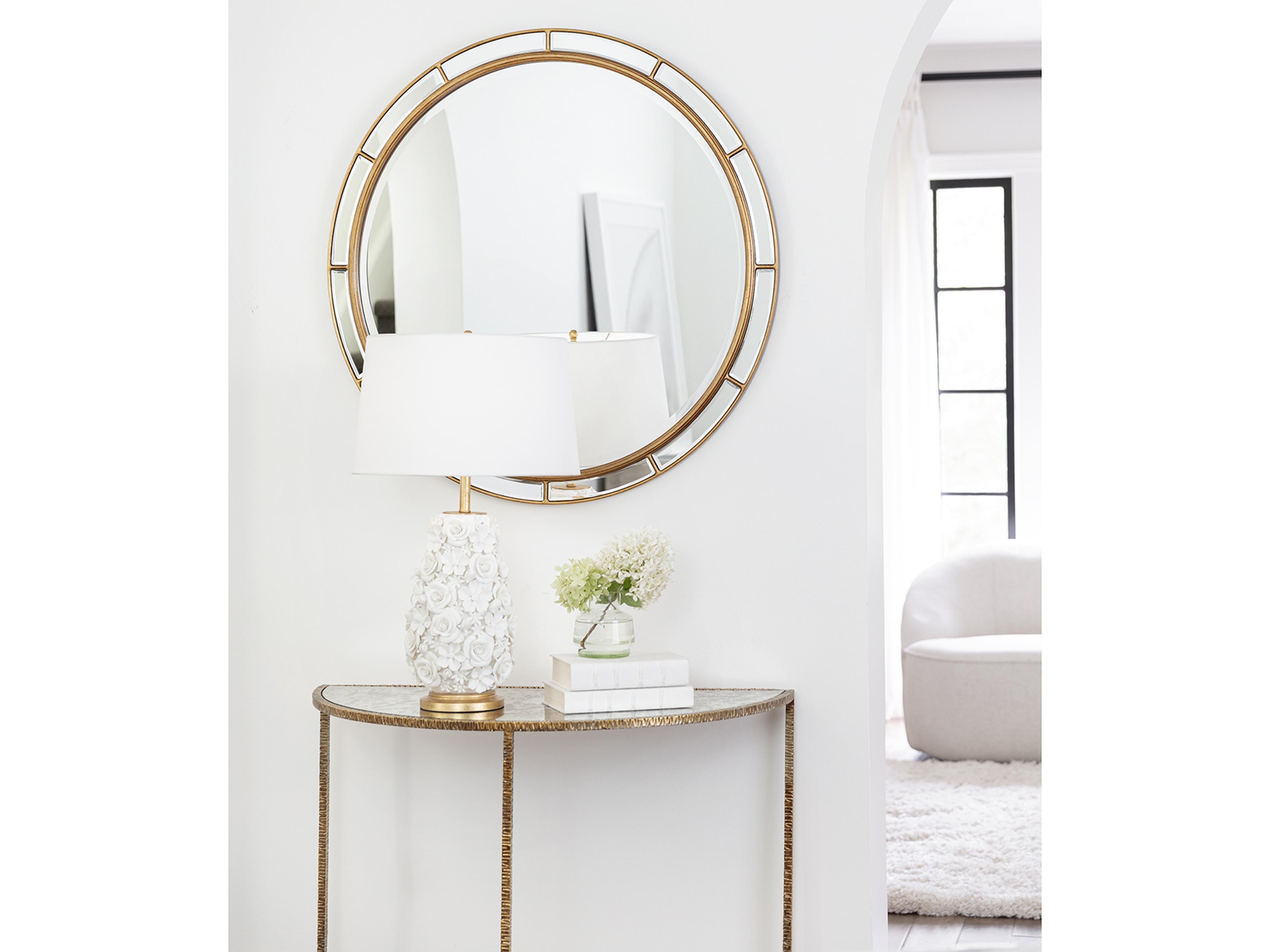 Regina Andrew Anastasia Demilune Mirror Antique Gold Console Table