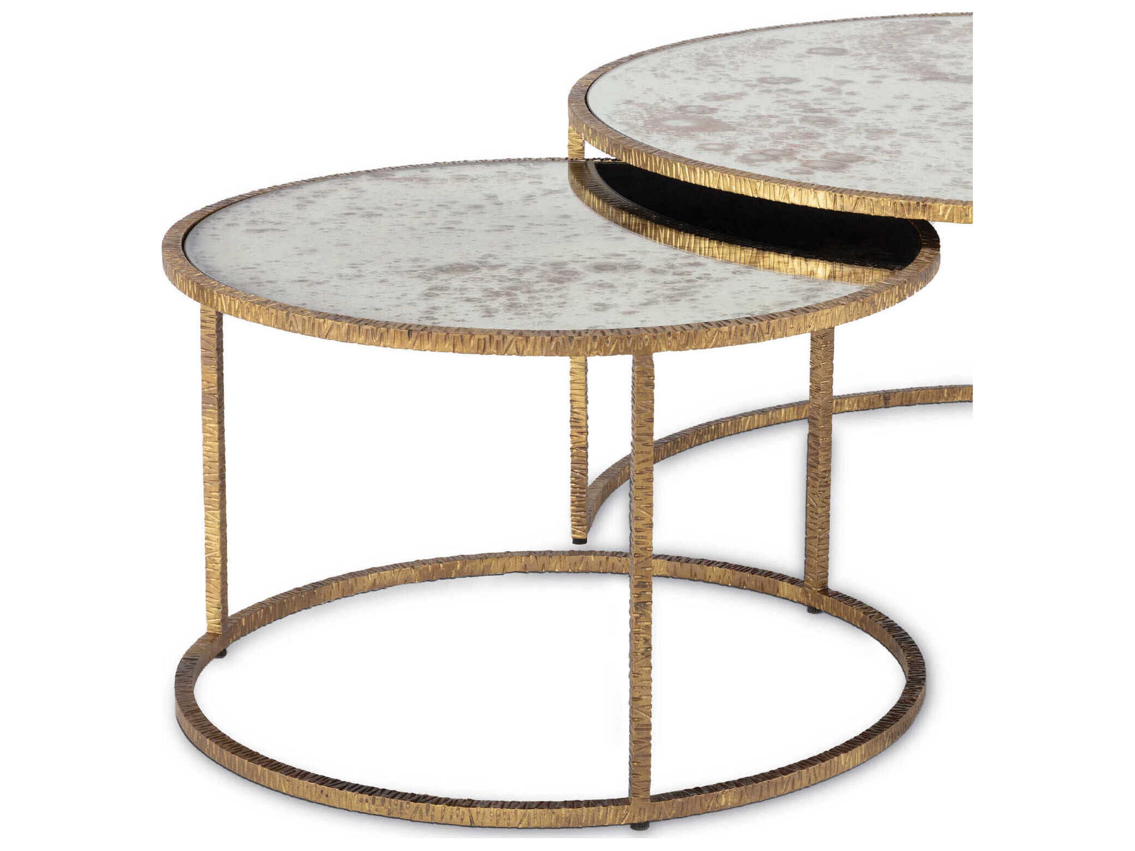 Regina Andrew Anastasia Round Mirror Antique Gold End Table