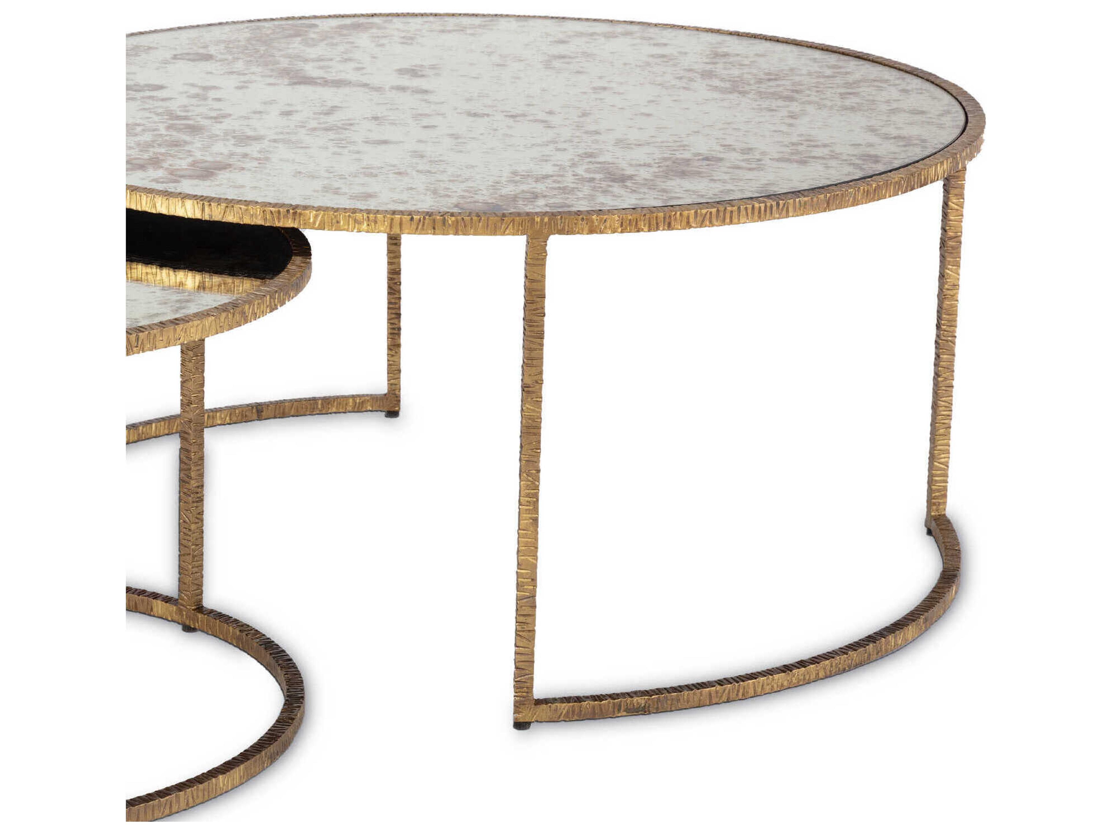 Regina Andrew Anastasia Round Mirror Antique Gold End Table