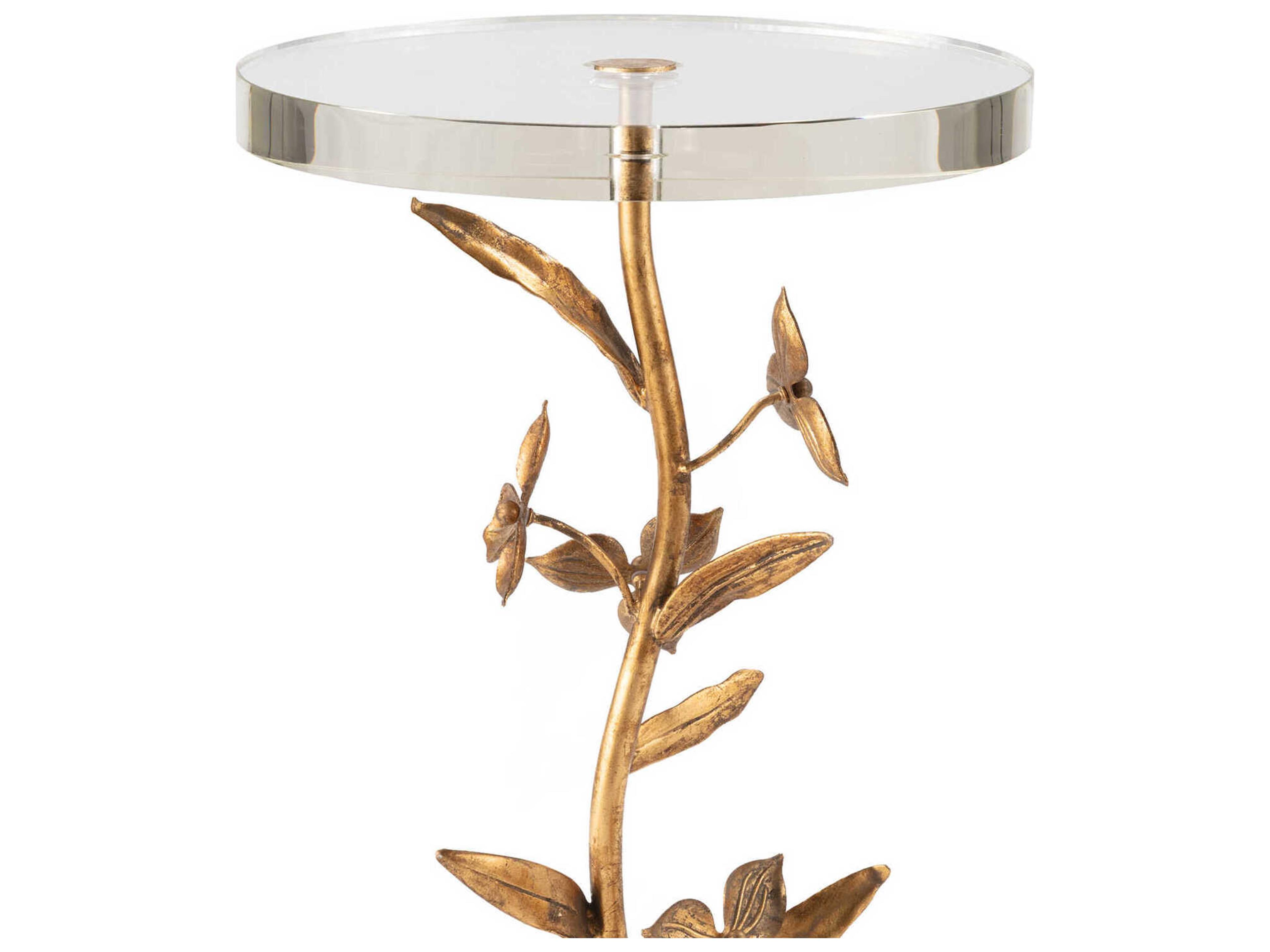 Regina Andrew Round Acrylic Brass End Table