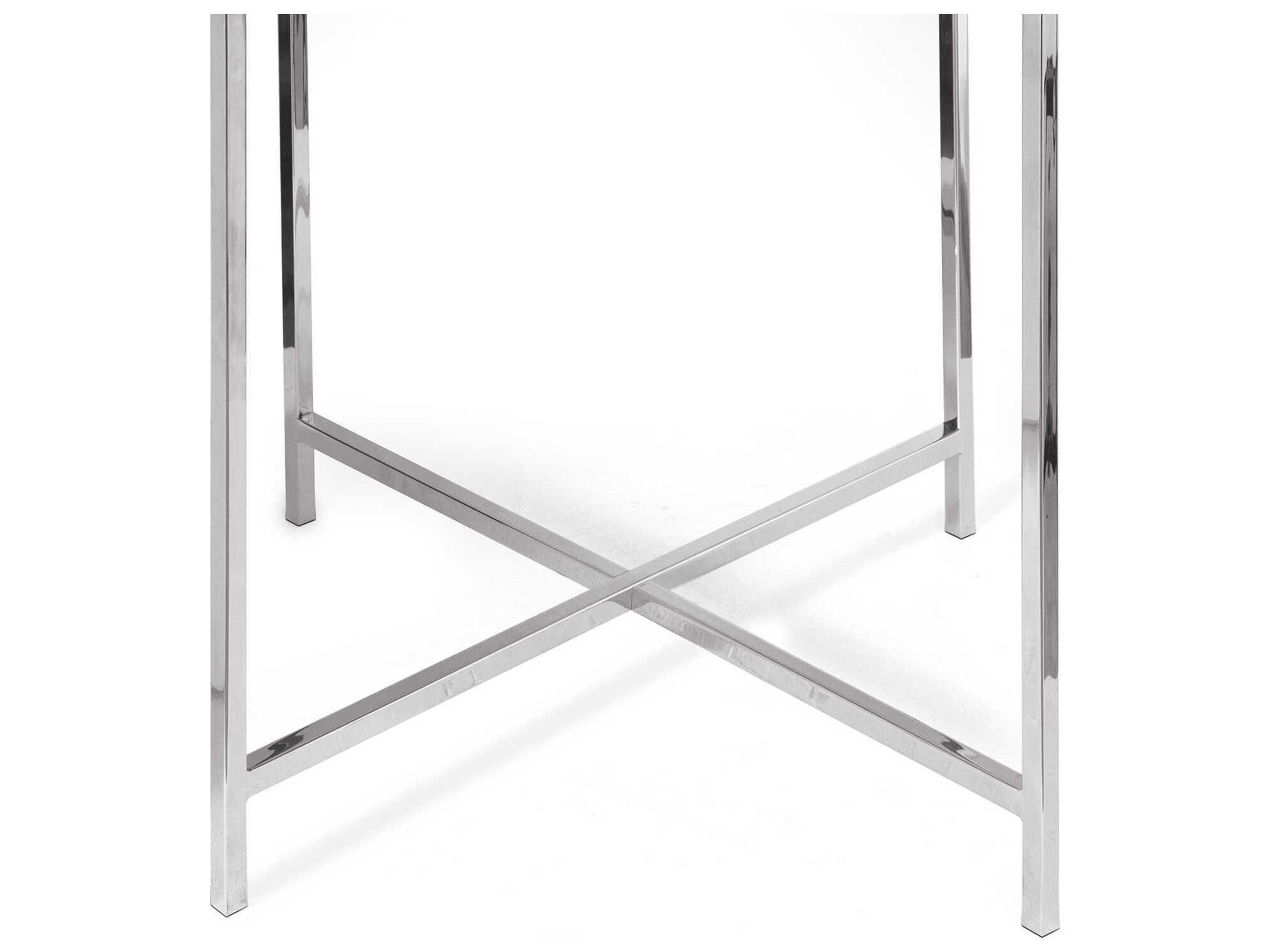 Regina Andrew Derby Round Leather Black Polished Nickel End Table