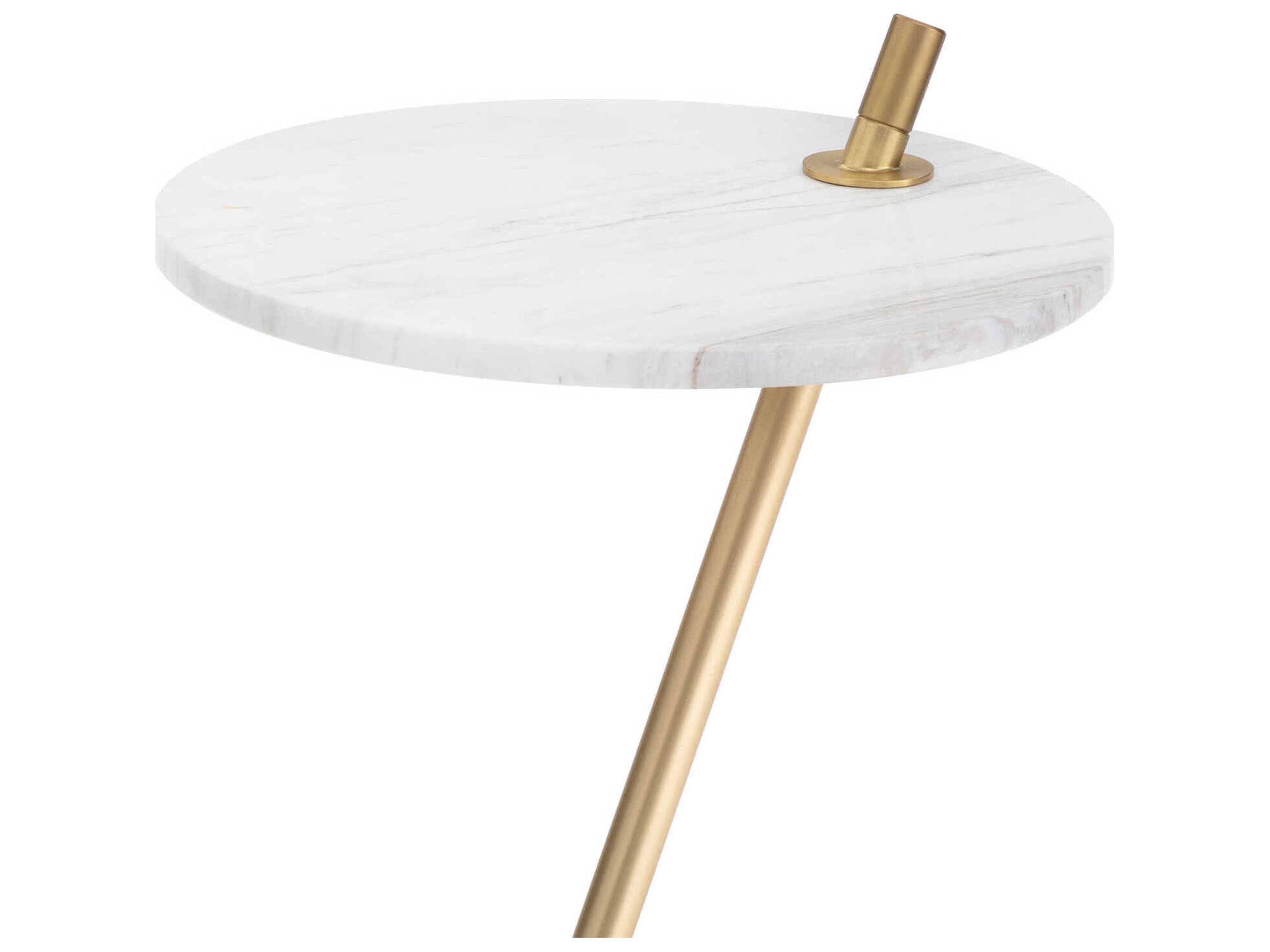Regina Andrew Spyder Round Marble Natural Brass End Table