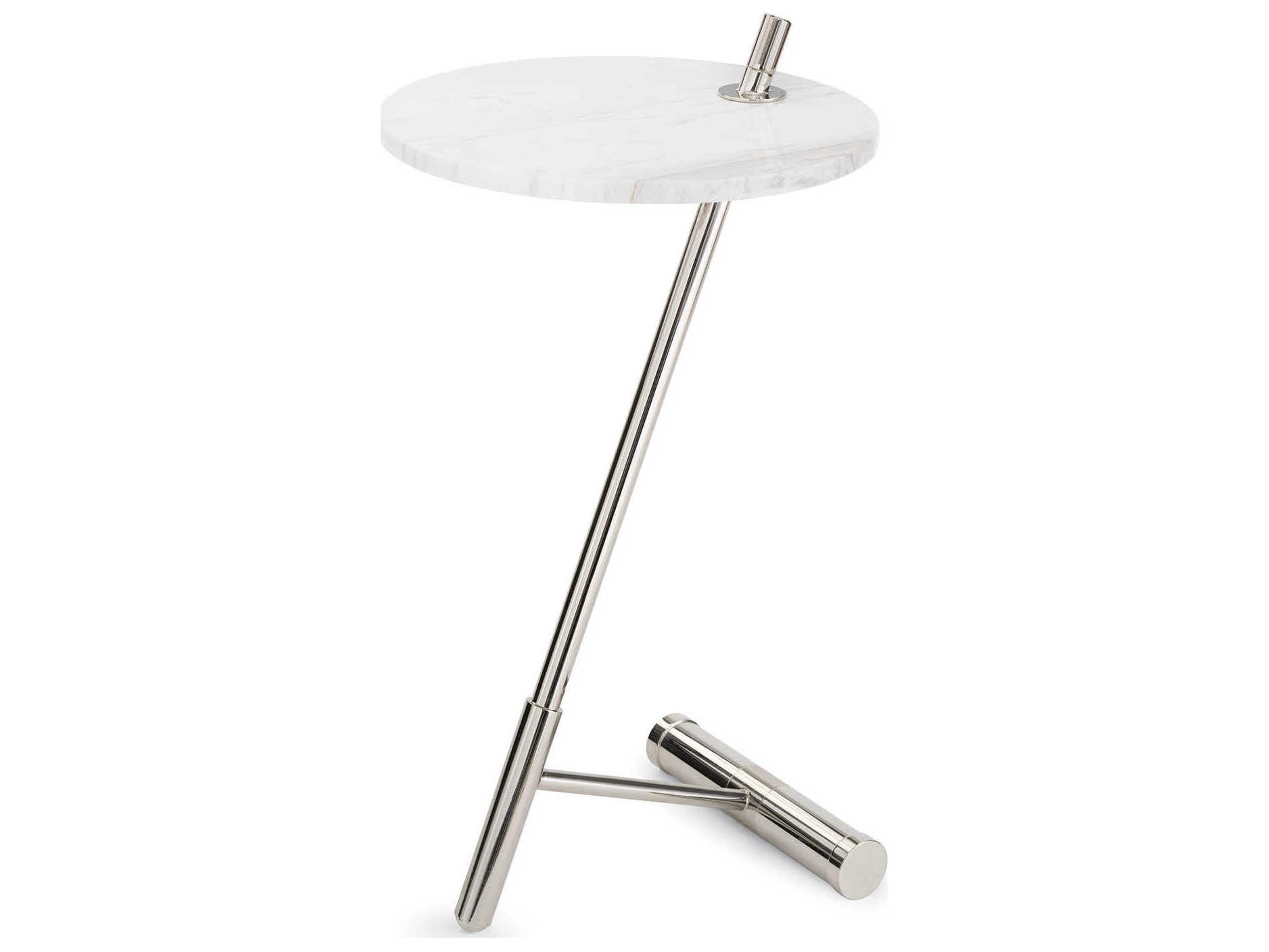 Spyder Round Marble Polished Nickel End Table