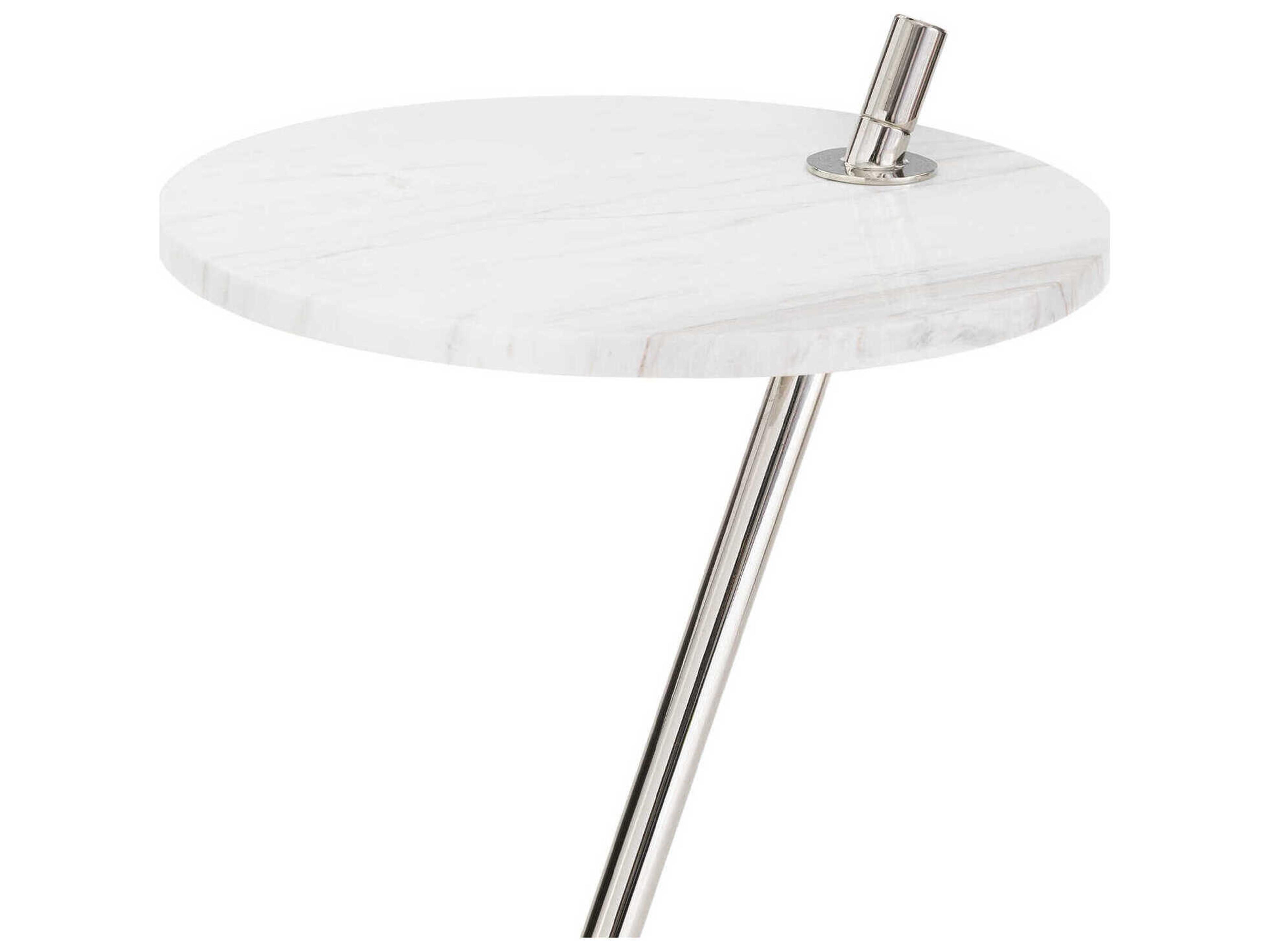 Regina Andrew Spyder Round Marble Polished Nickel End Table