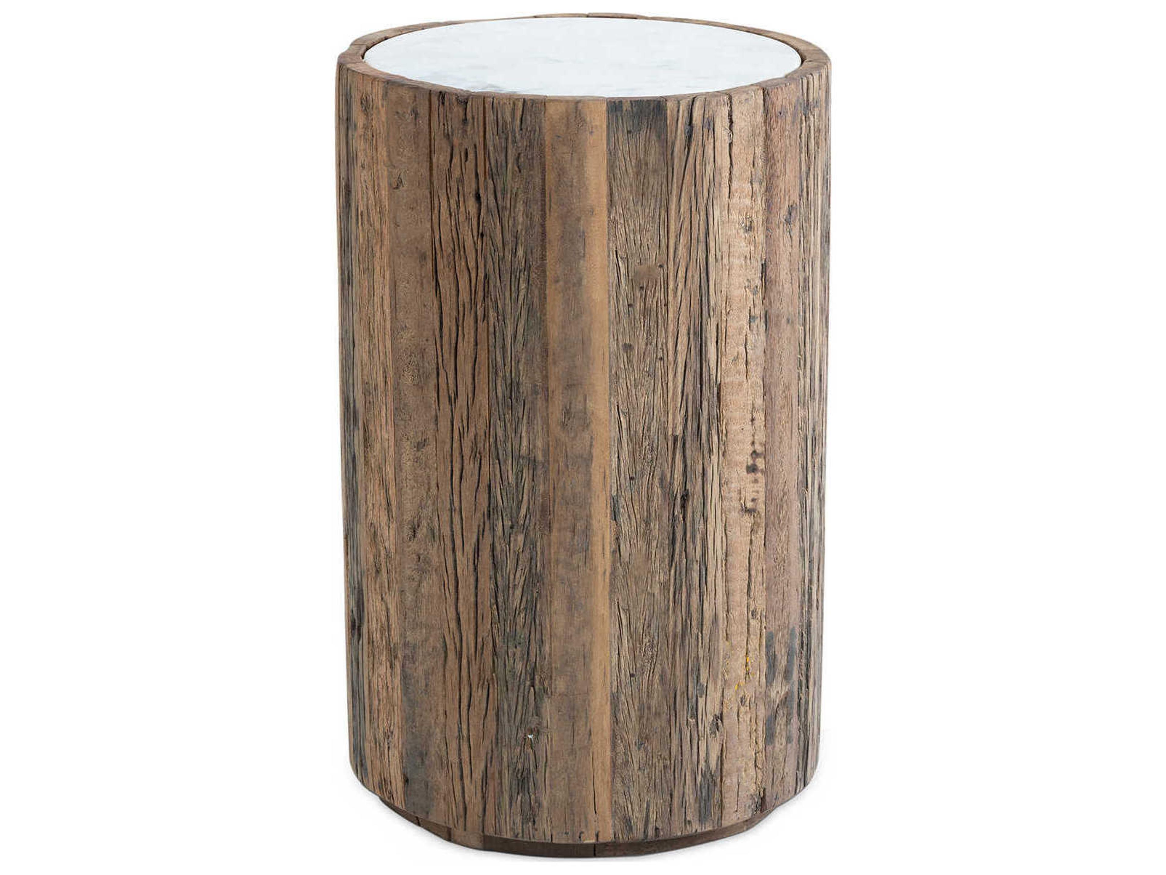 Eli Round Marble Natural End Table
