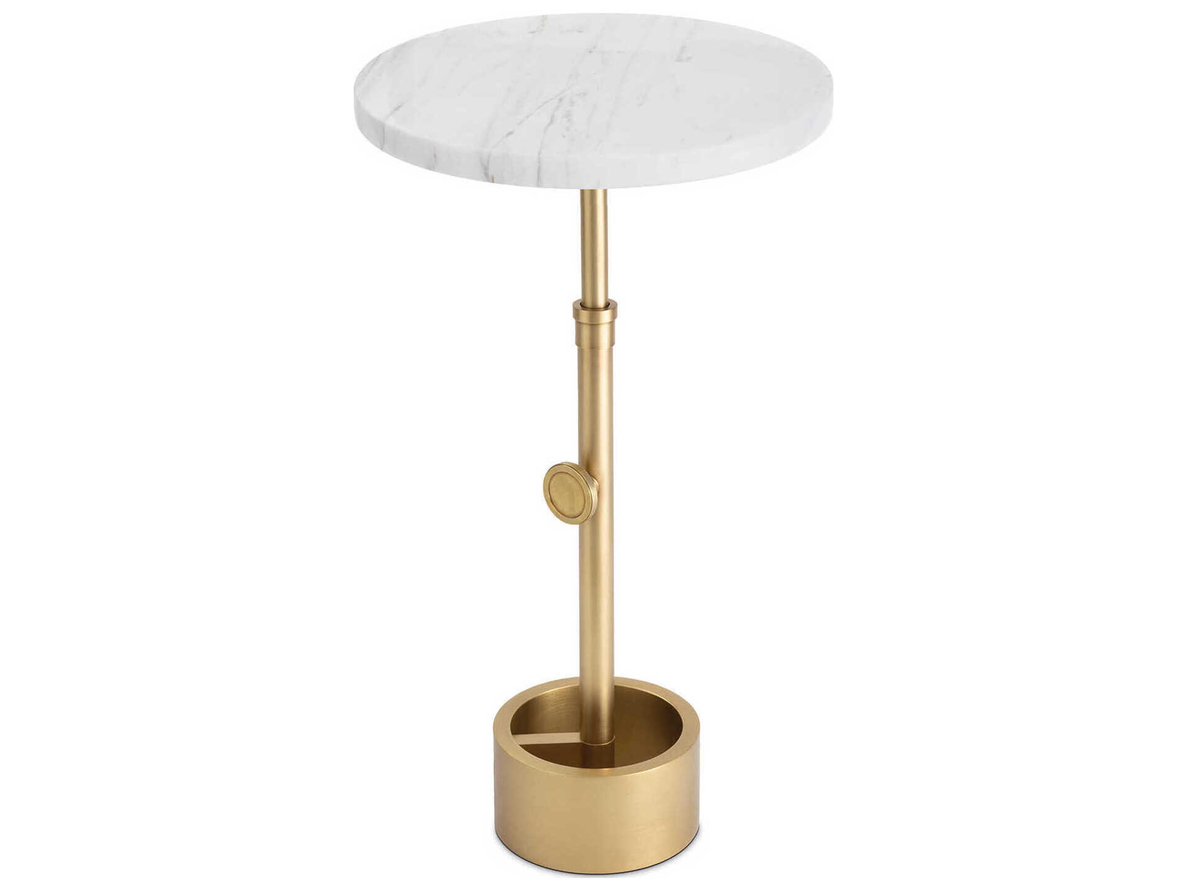 Myles Round Marble Natural Brass End Table