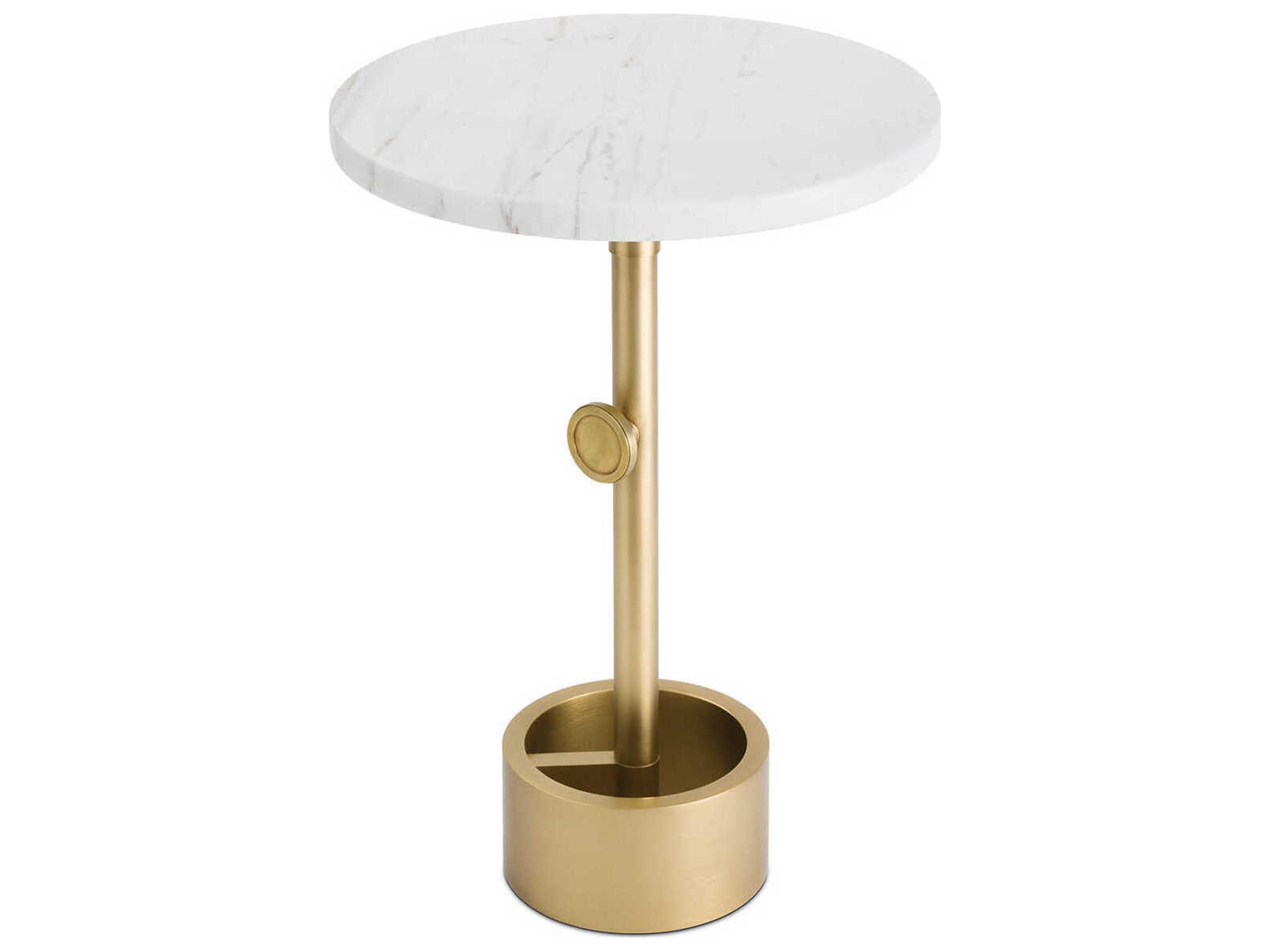 Regina Andrew Myles Round Marble Natural Brass End Table