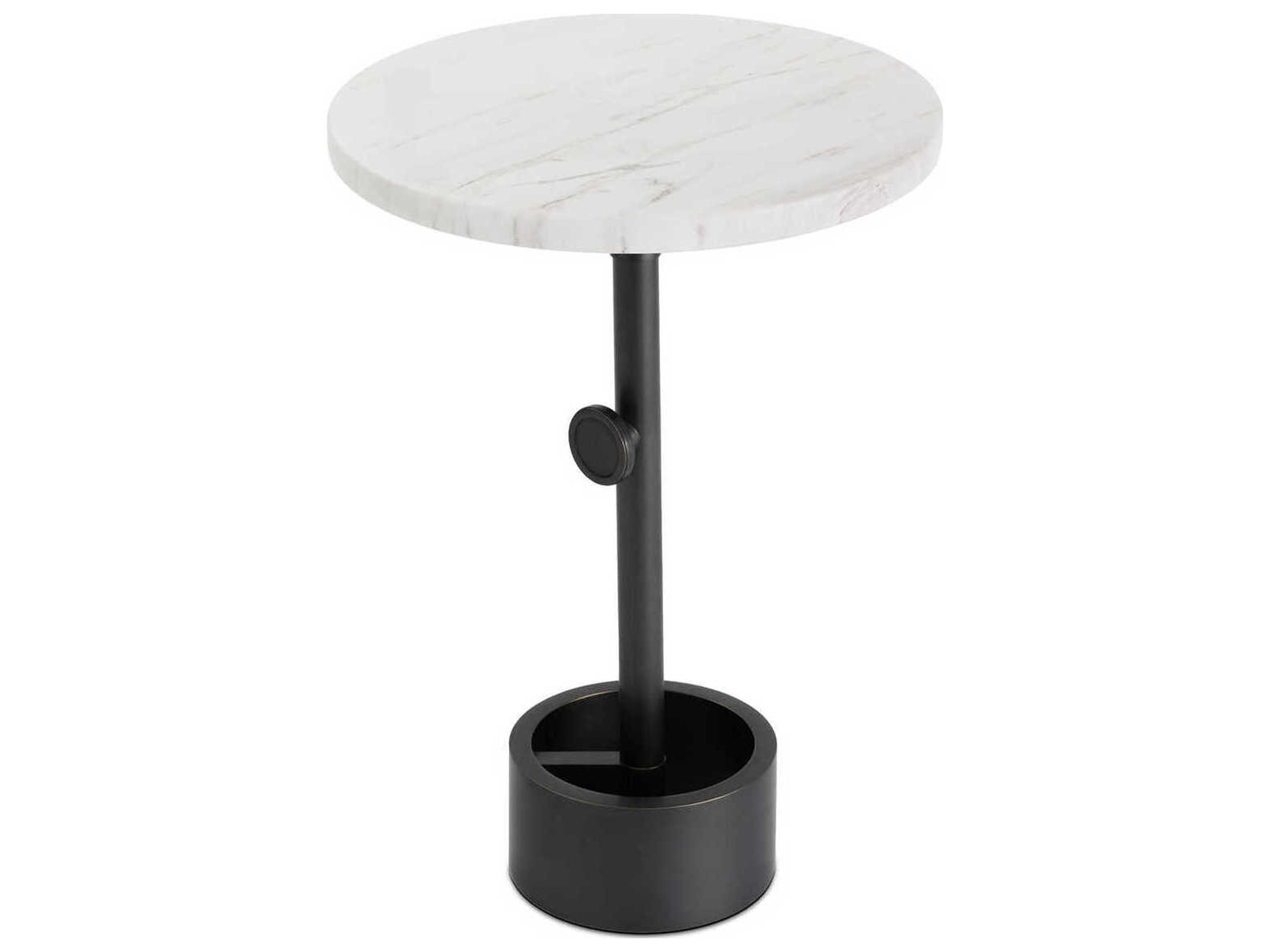 Regina Andrew Myles Round Marble Oil Rubbed Bronze End Table