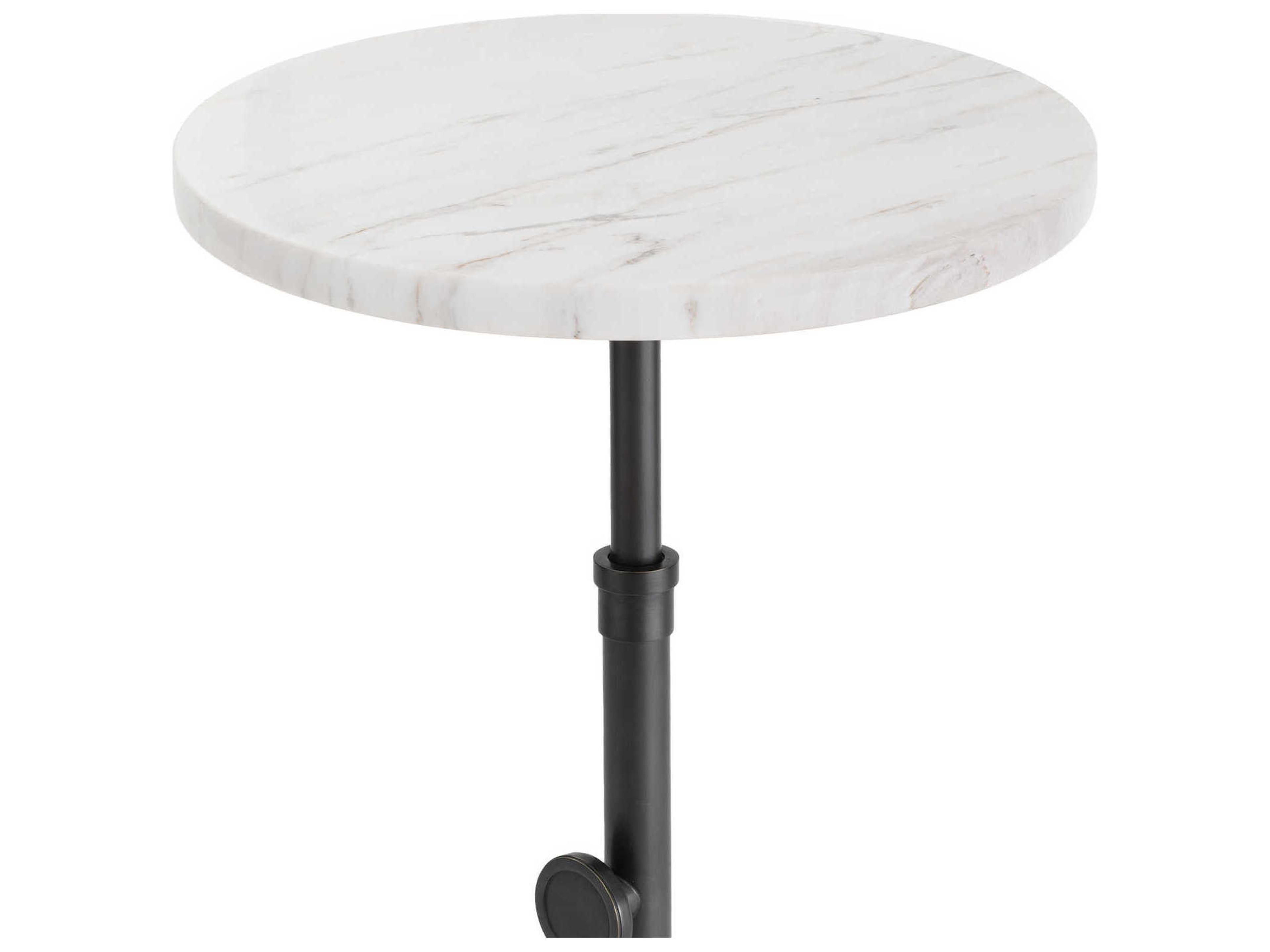 Regina Andrew Myles Round Marble Oil Rubbed Bronze End Table