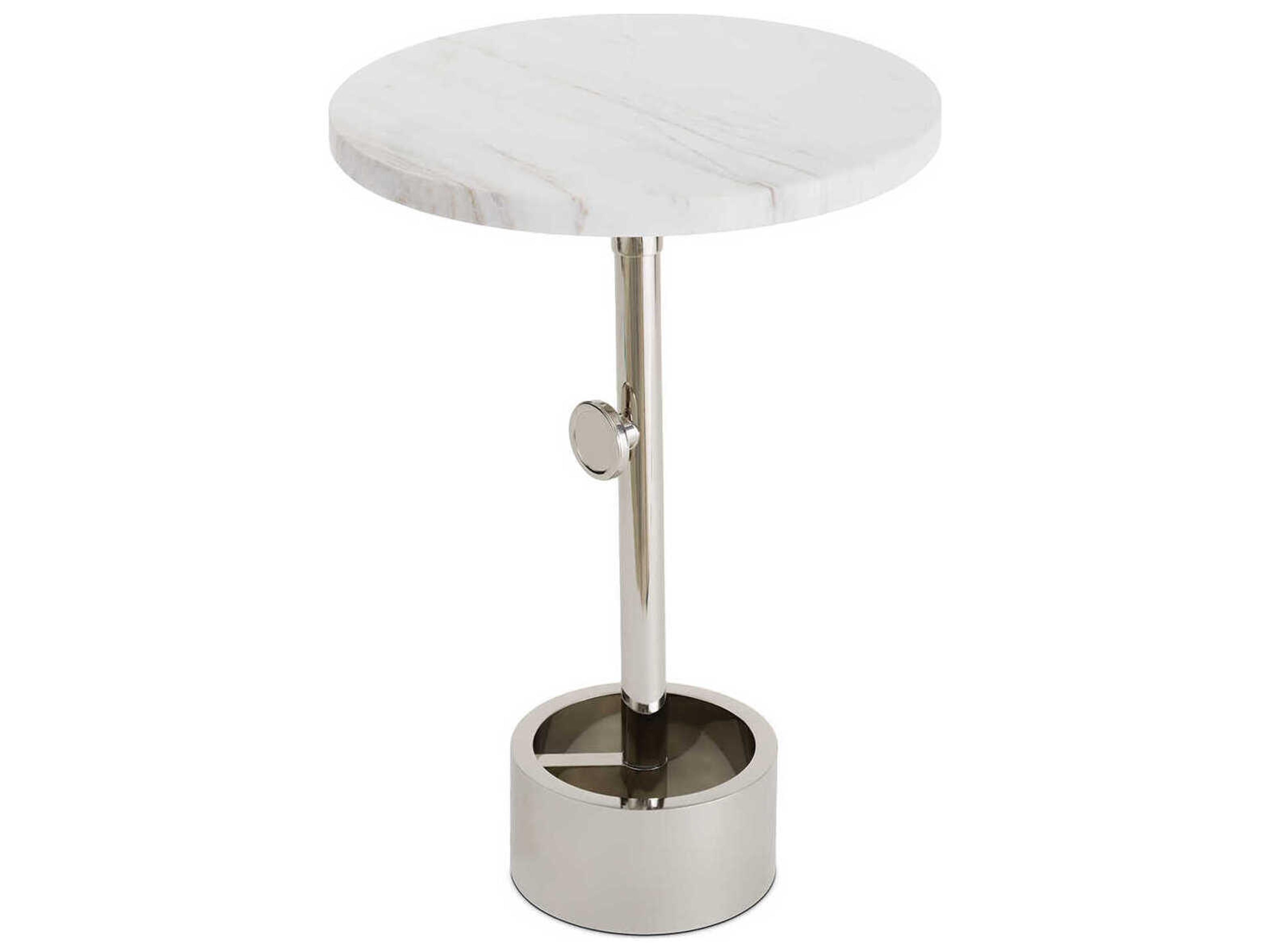 Regina Andrew Myles Round Marble Polished Nickel End Table