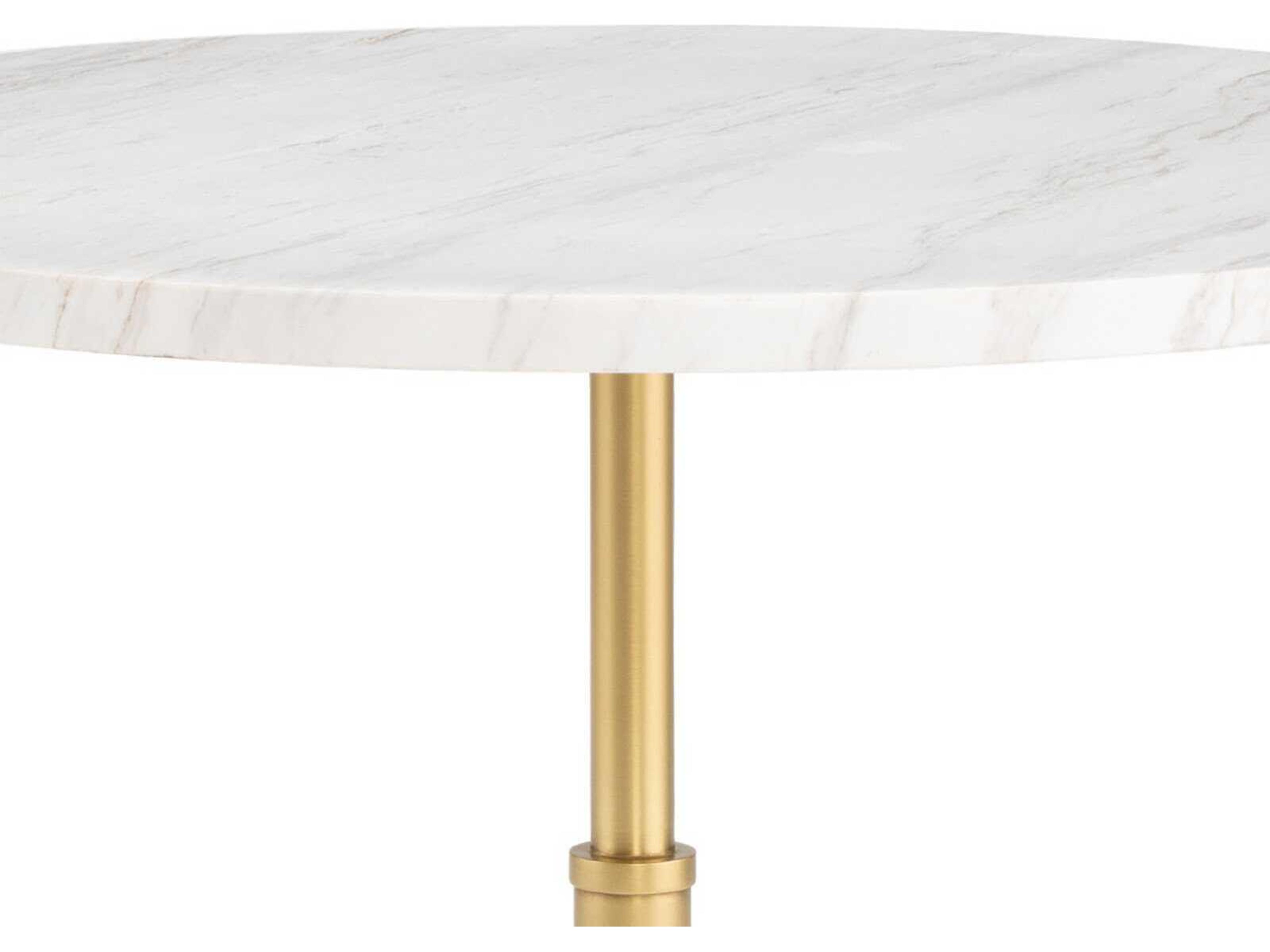 Regina Andrew Myles Round Marble White Natural Brass End Table