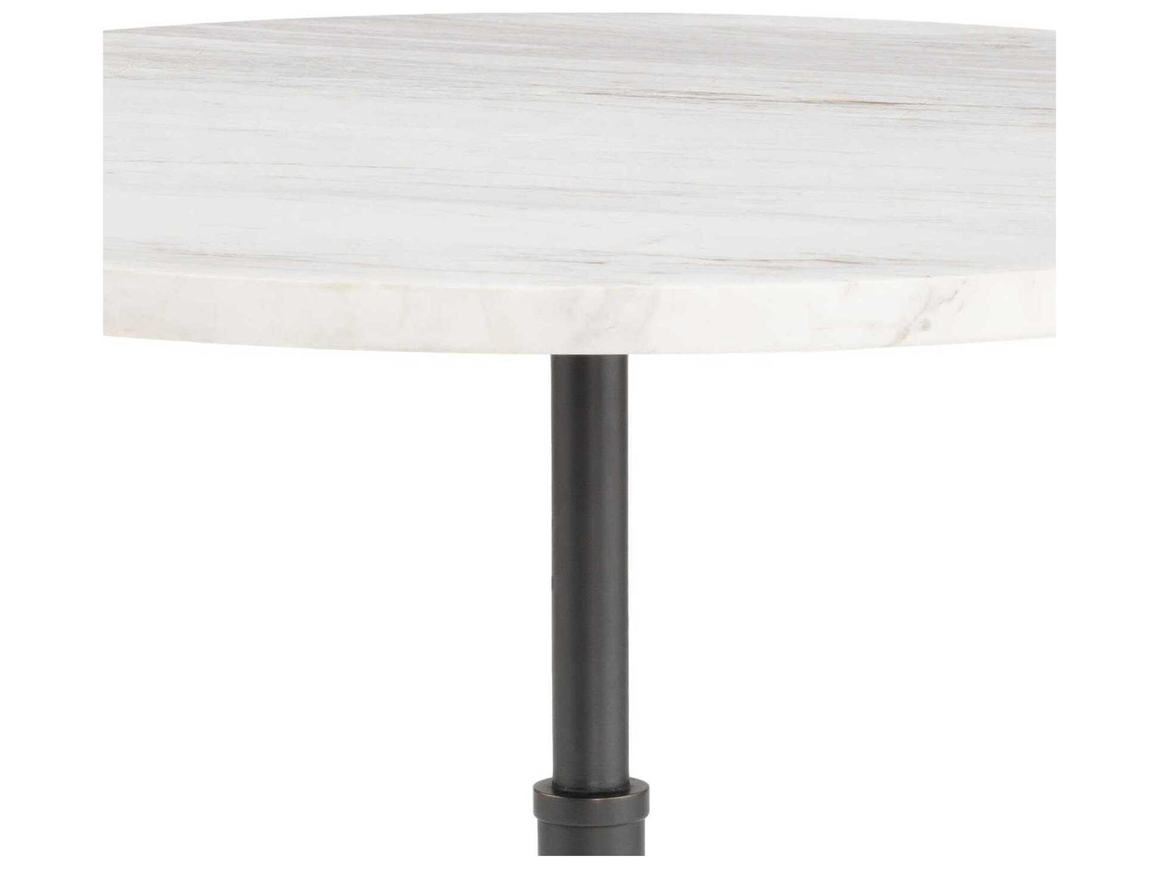 Regina Andrew Myles Round Marble White Oil Rubbed Bronze End Table
