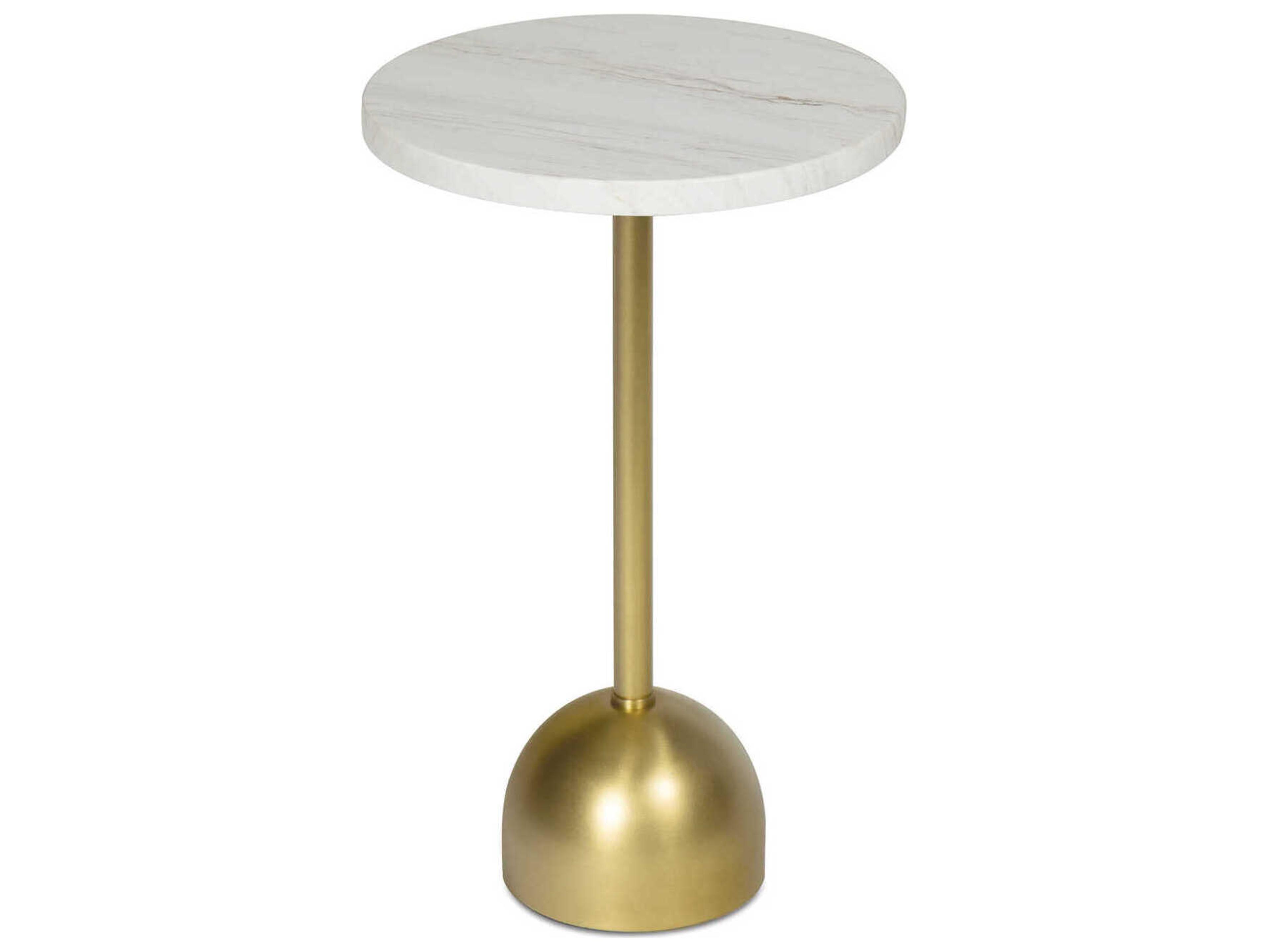 Arthur Round Marble Natural Brass End Table